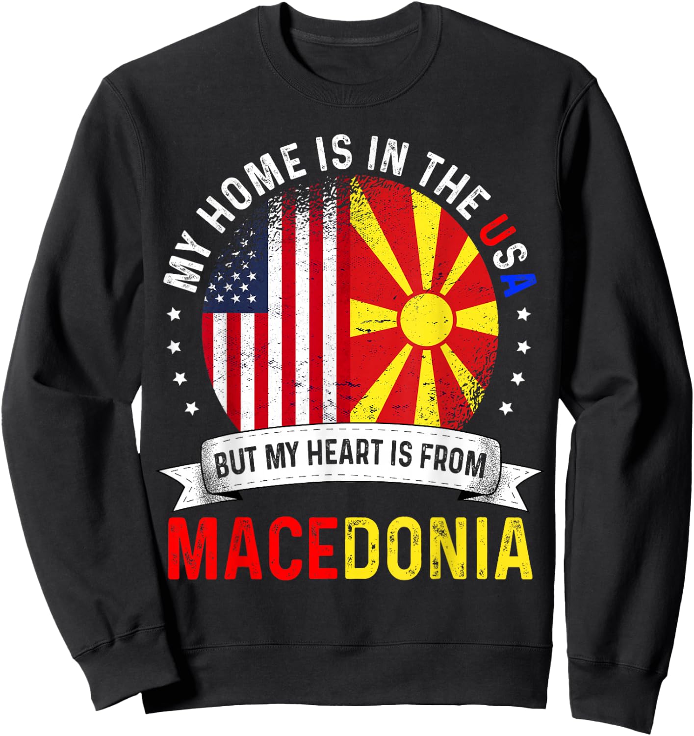 Macedonian American Patriot Heart is from Macedonia Flag Sweatshirt - Sweatshirt | Black