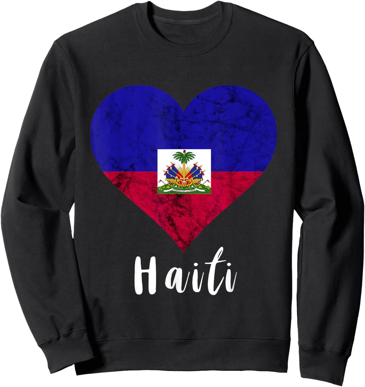 Haitian Root Heart Haiti Haitians Flag Pride Sweatshirt - Sweatshirt | Black