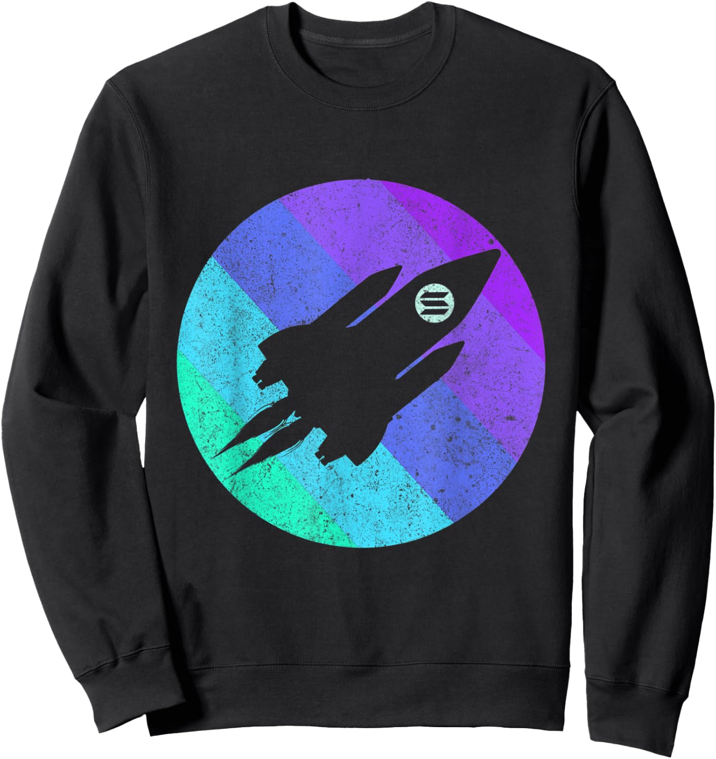 Solana To The Moon SOL Crypto Coin Spaceship | Retro Solana Sweatshirt - Sweatshirt | Black