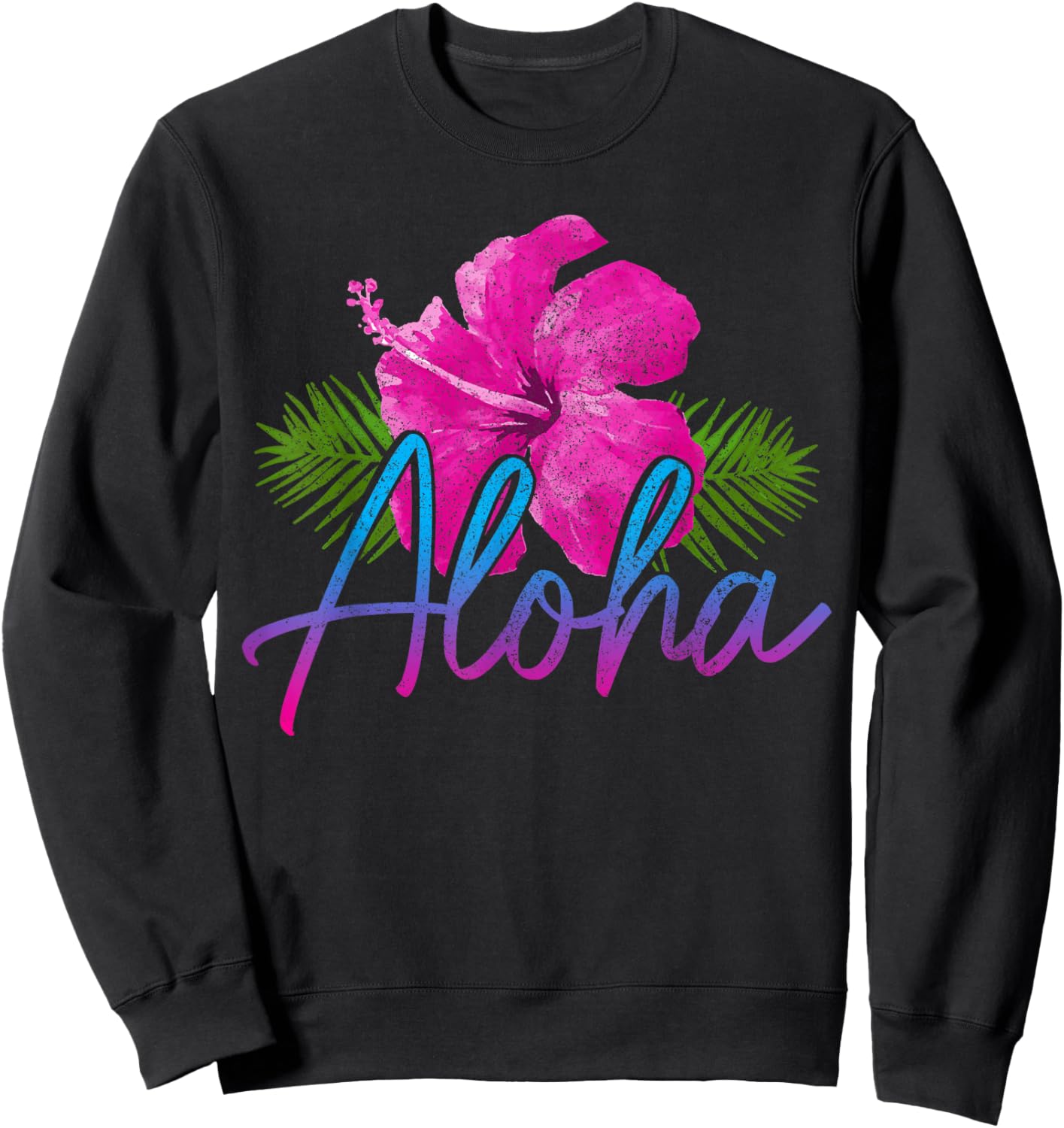 Hawaii Aloha Hibiscus Hawaiian Islands Surfer Souvenir Sweatshirt - Sweatshirt | Black