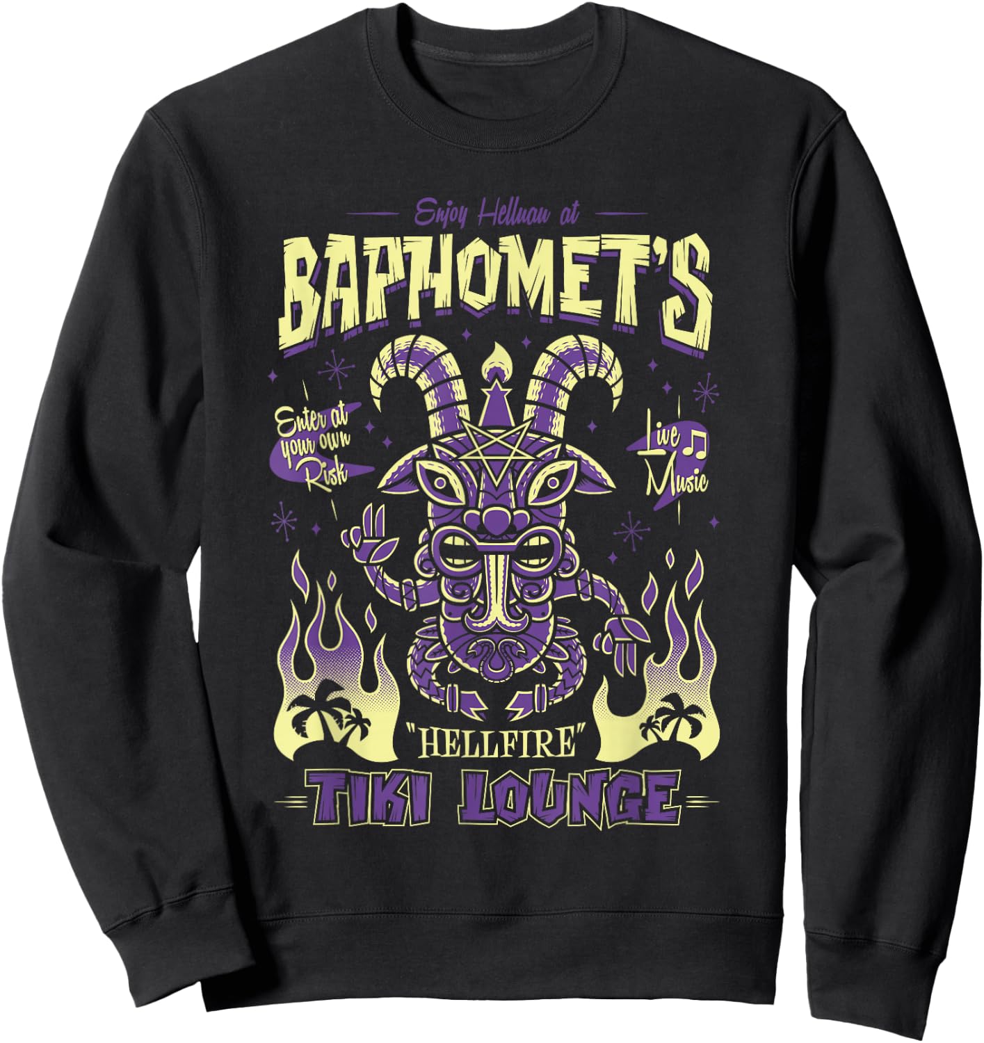 Baphomet Tiki Lounge - Goth - Surfing Holiday Sweatshirt - Sweatshirt | Black