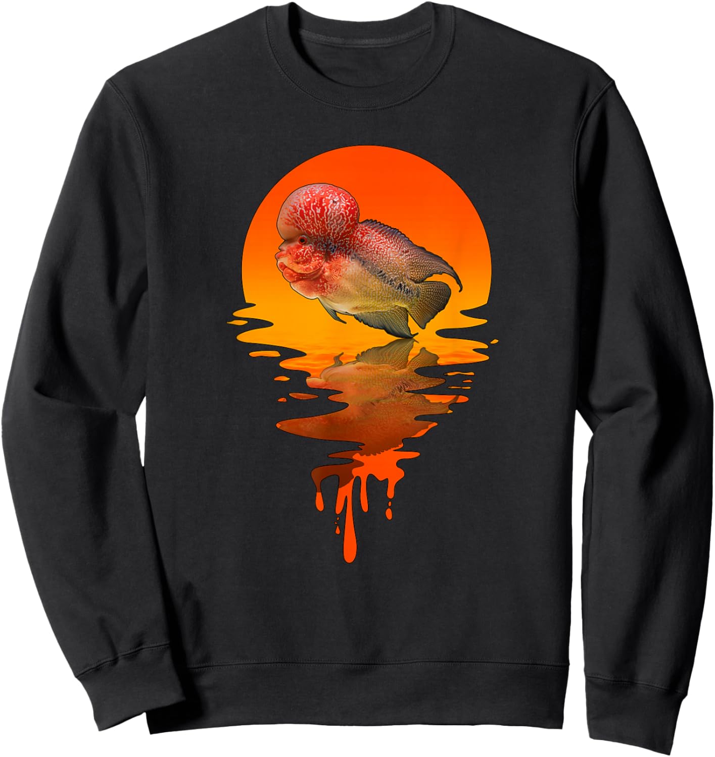 Vintage Retro Style Flowerhorn Sweatshirt - Sweatshirt | Black