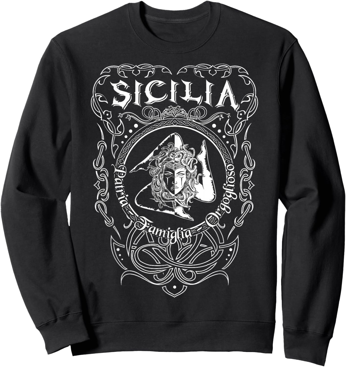 Sicilia Italy Trinacria Heraldry Home Pride Family Sweatshirt - Sweatshirt | Black