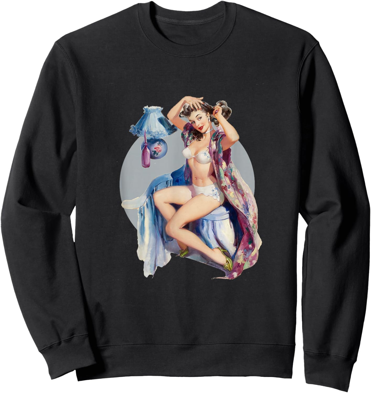 Vintage 1940's Pin-up Girl Sexy Classic Retro American Art Sweatshirt - Sweatshirt | Black
