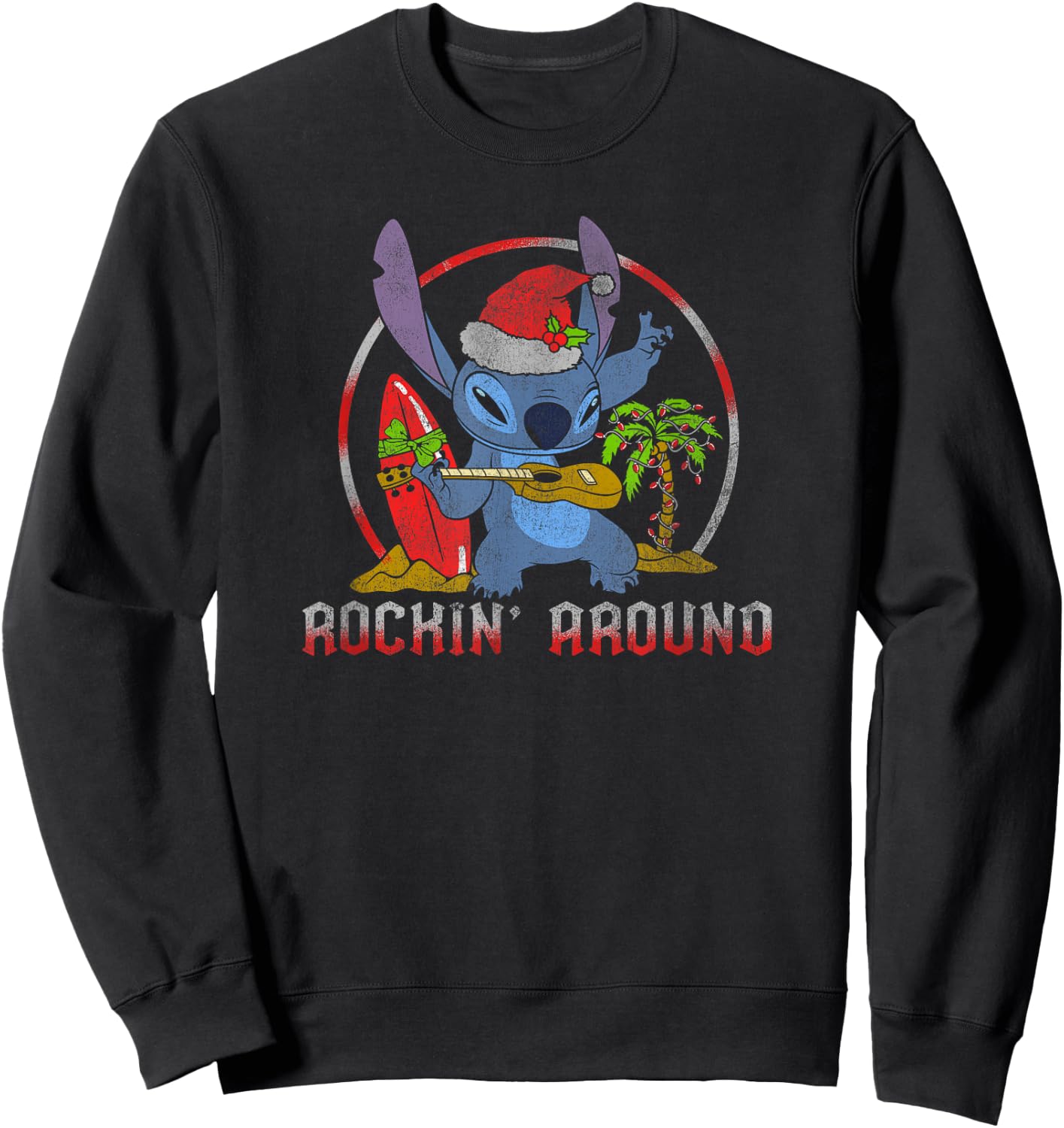 Disney Lilo & Stitch Christmas Rockin' Around Music Sweatshirt - Sweatshirt | Black