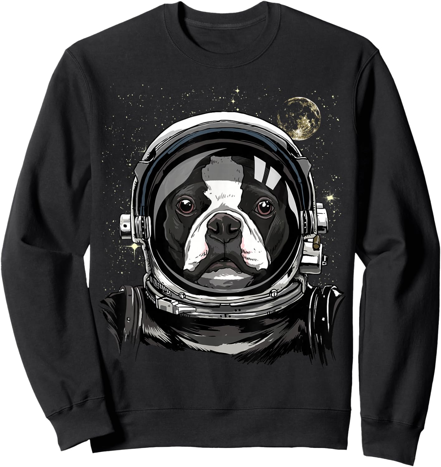 Boston Terrier Astronaut Shirt Spaceman Dog Space Lover Sweatshirt - Sweatshirt | Black