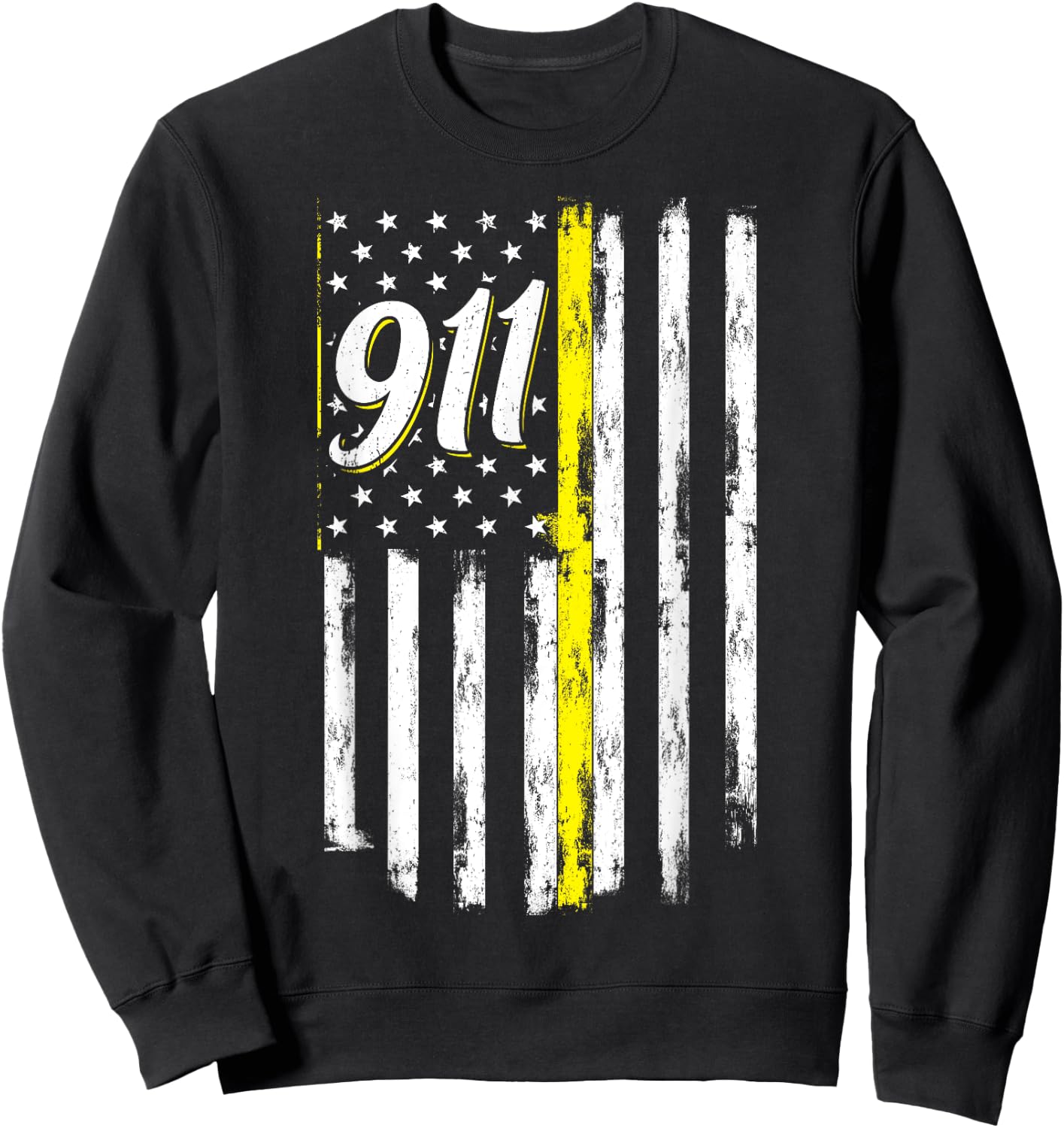 911 Dispatcher Thin Yellow Line Police USA Flag Sweatshirt - Sweatshirt | Black