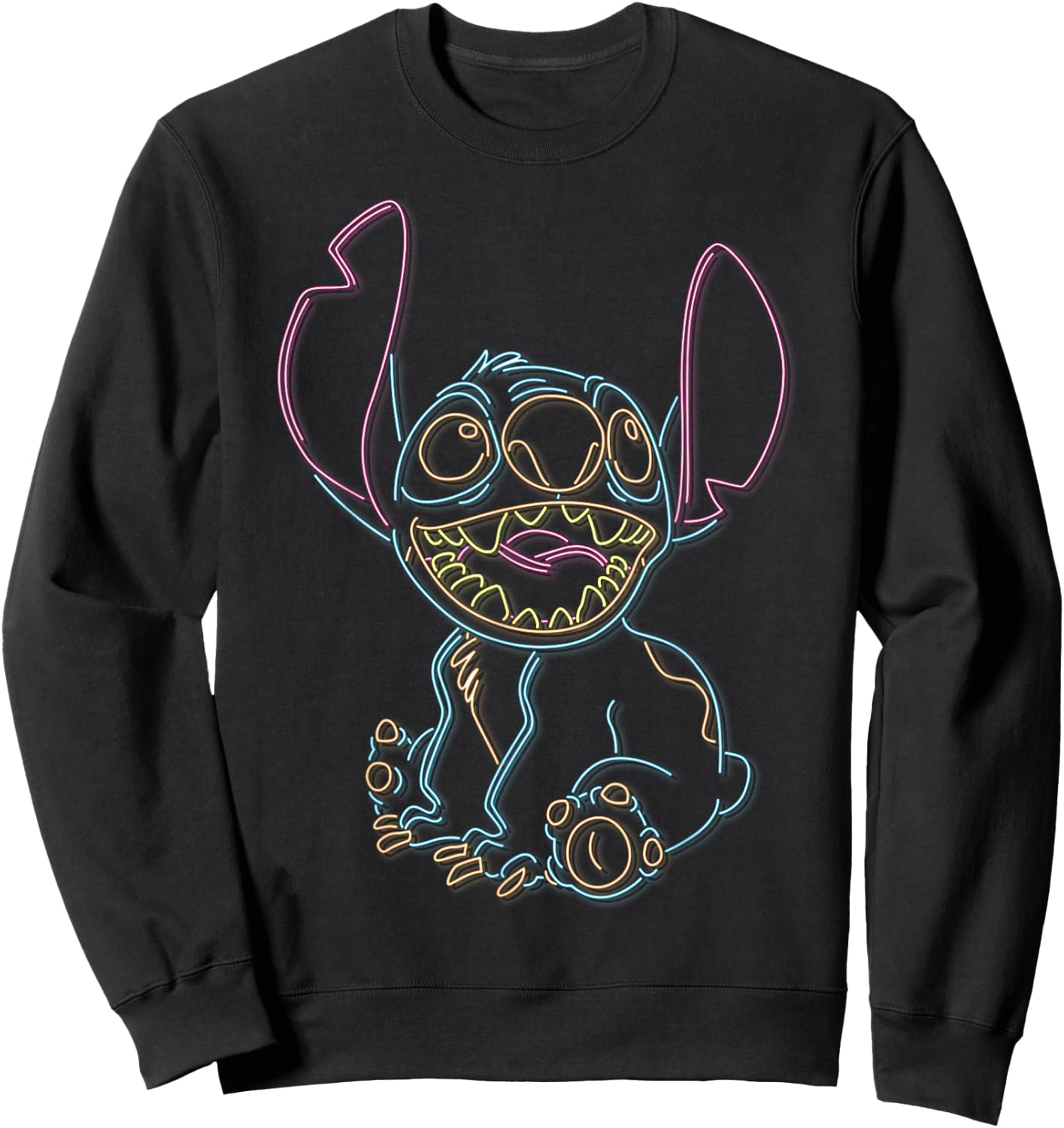 Disney Lilo & Stitch Neon Stitch Outline Sweatshirt - Sweatshirt | Black