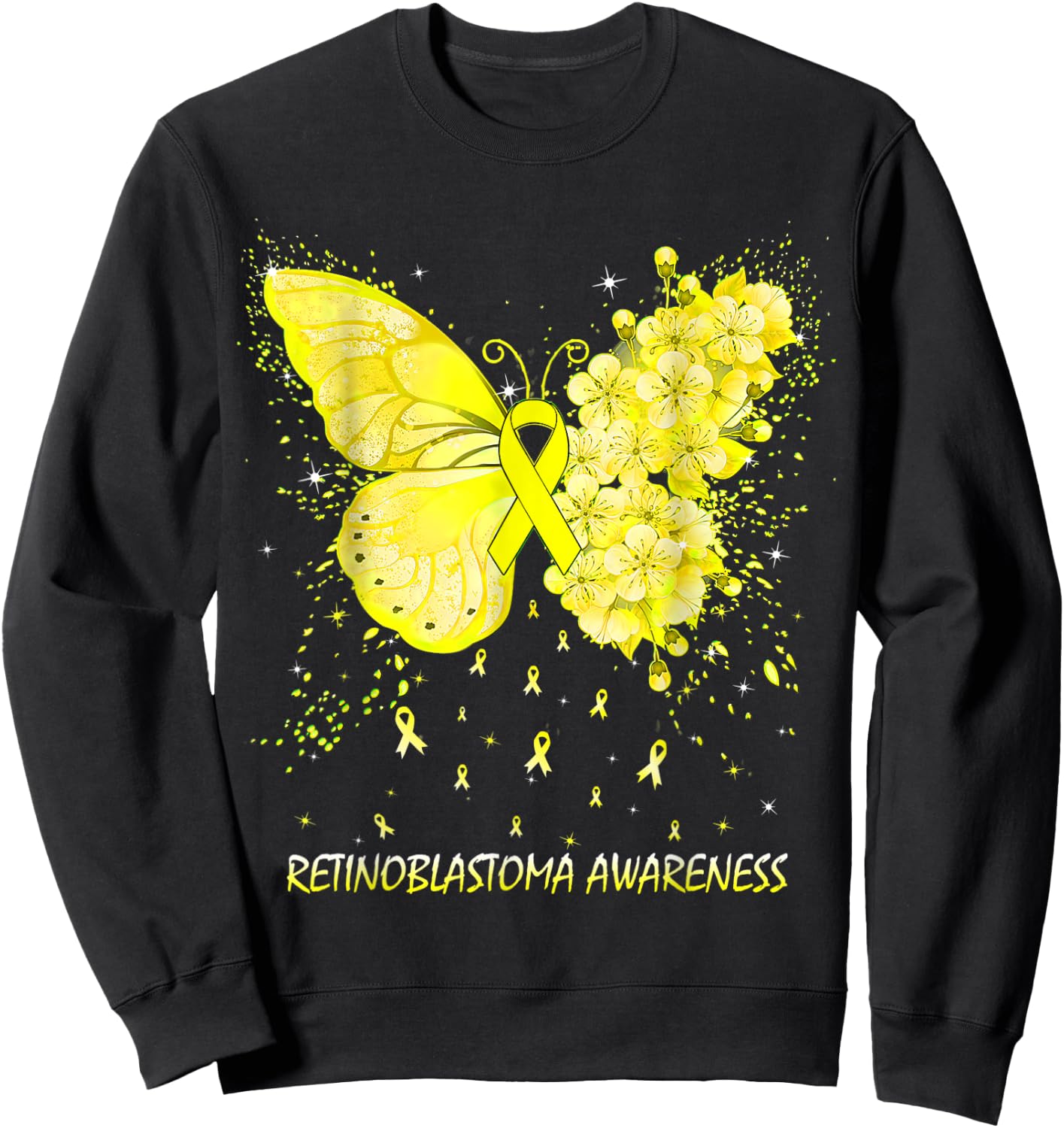 Butterfly Retinoblastoma Awareness Ribbon Sweatshirt - Sweatshirt | Black
