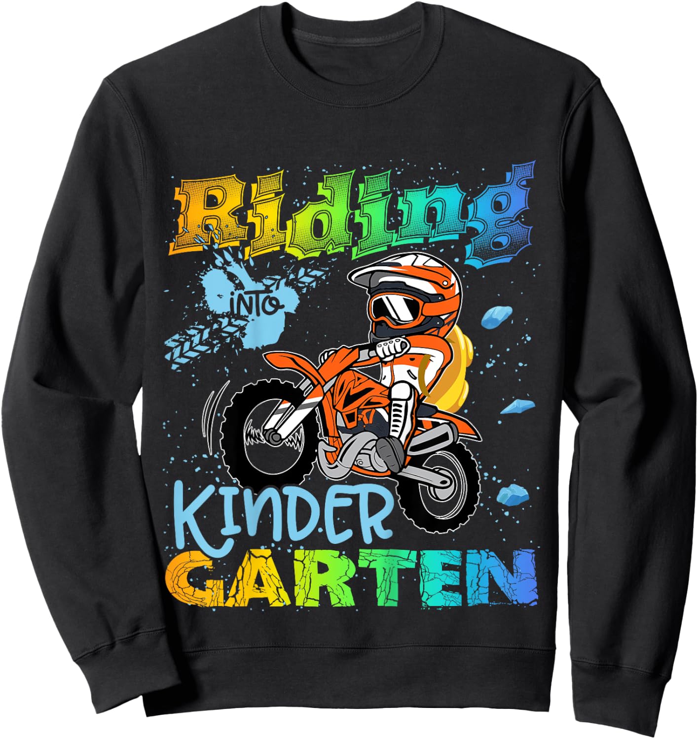 Riding Into Kindergarten Dirt Bike Backpack For Boys Girls Sweatshirt - Sweatshirt | Black