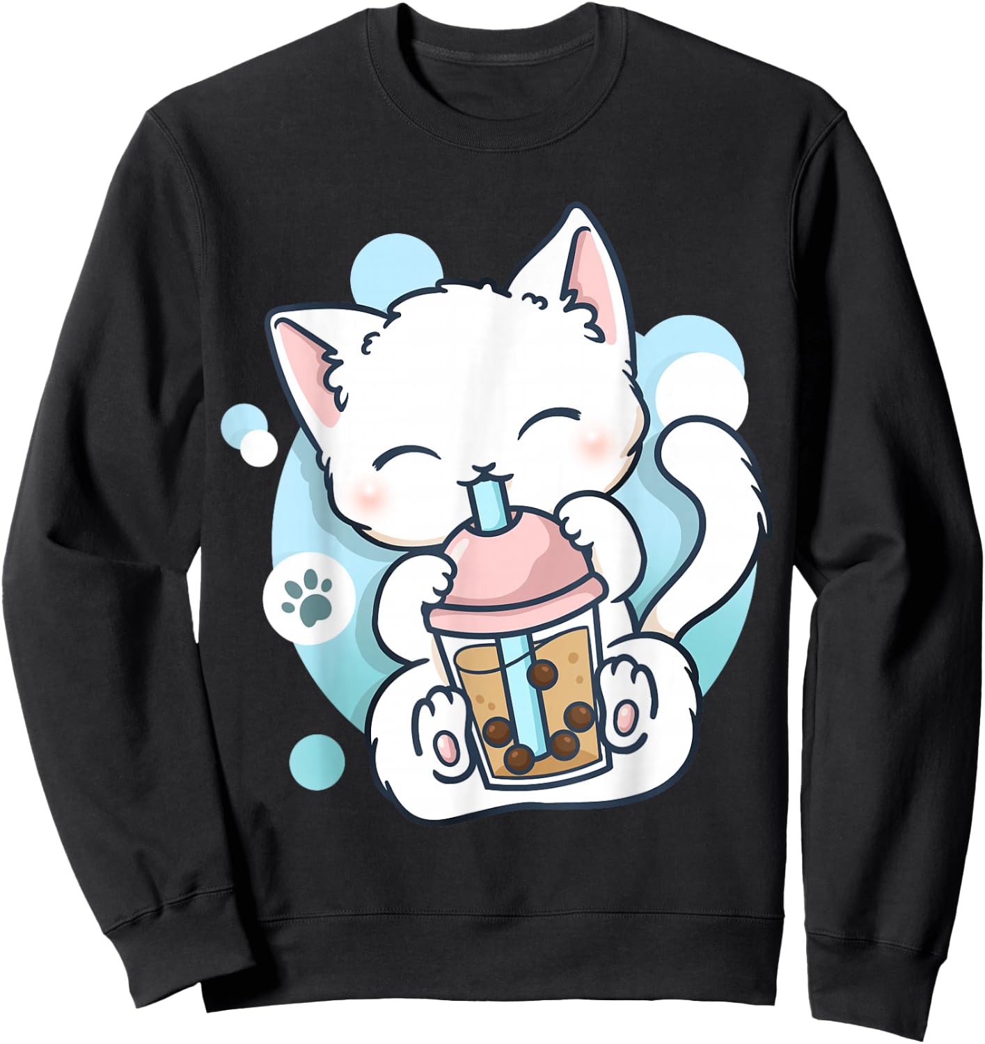 Cat Boba Tea Bubble Tea Anime Kawaii Neko Sweatshirt - Sweatshirt | Black