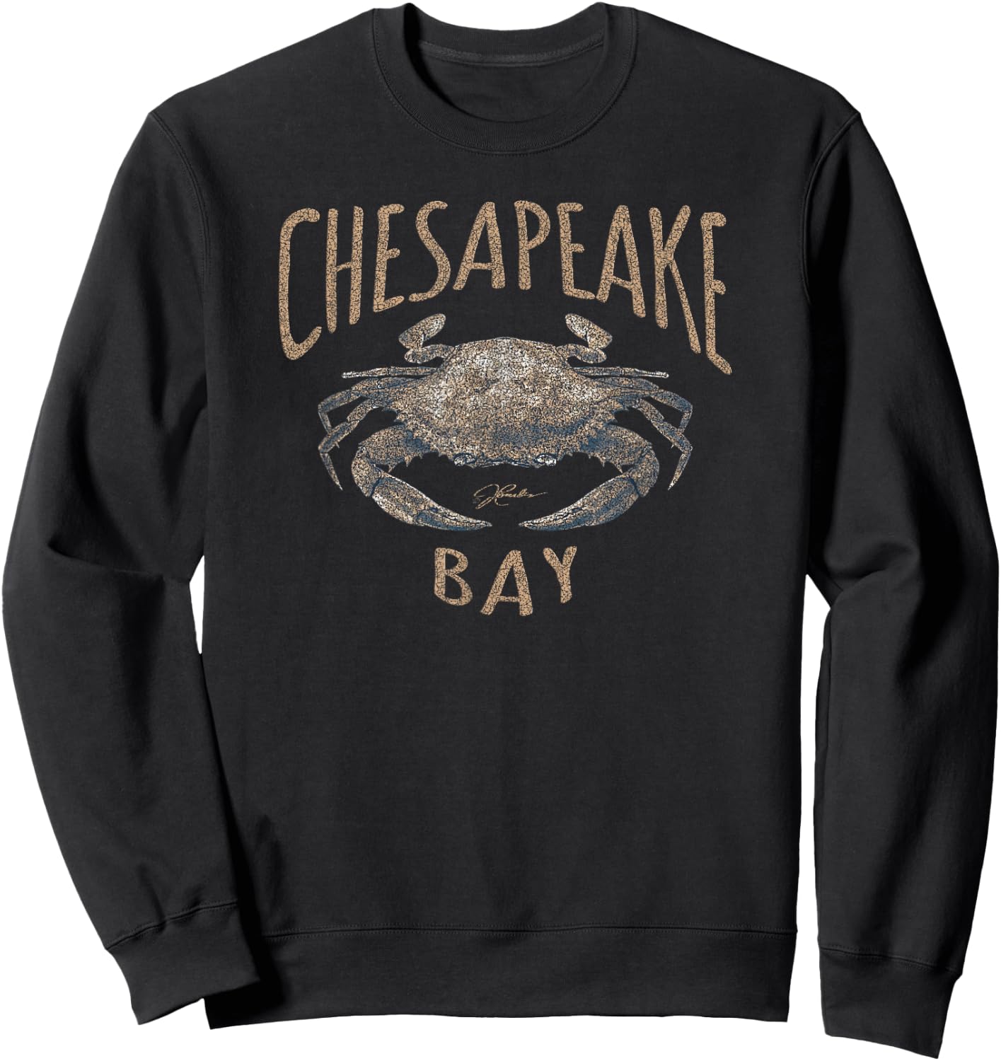 JCombs: Chesapeake Bay Blue Crab (Distressed) Sweatshirt - Sweatshirt | Black