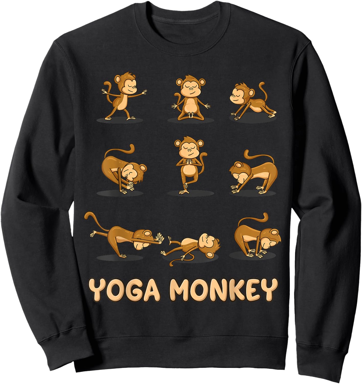 Monkey Yoga Shirt Meditation Zen Namaste Yoga Lover Buddhist Sweatshirt - Sweatshirt | Black