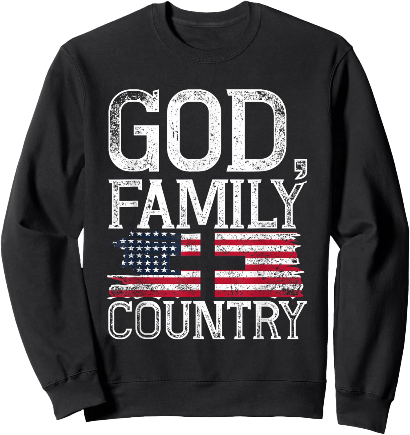Patriotic Christian American Pride Christianity Faith Prayer Sweatshirt - Sweatshirt | Black