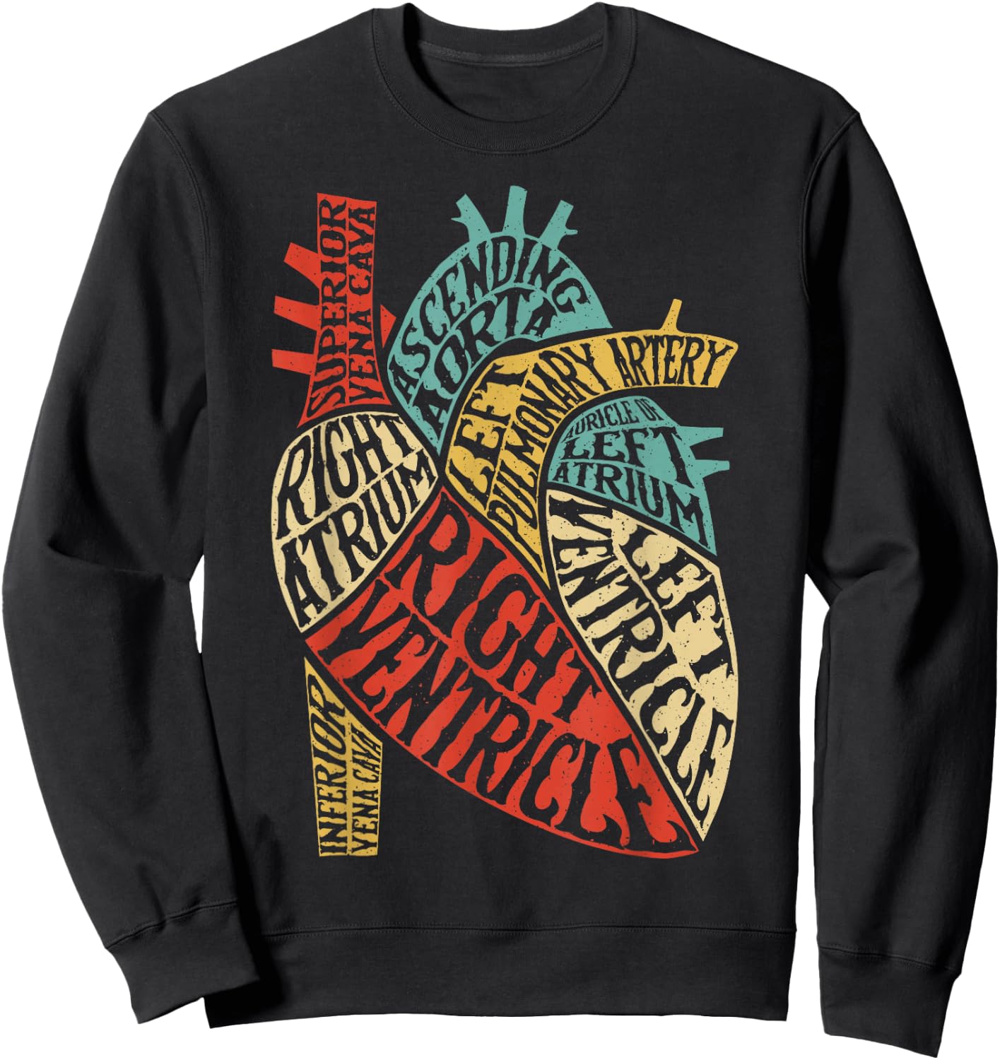 Heart Typography Anatomy Science Biology Biologist Men Women Sweatshirt - Sweatshirt | Black