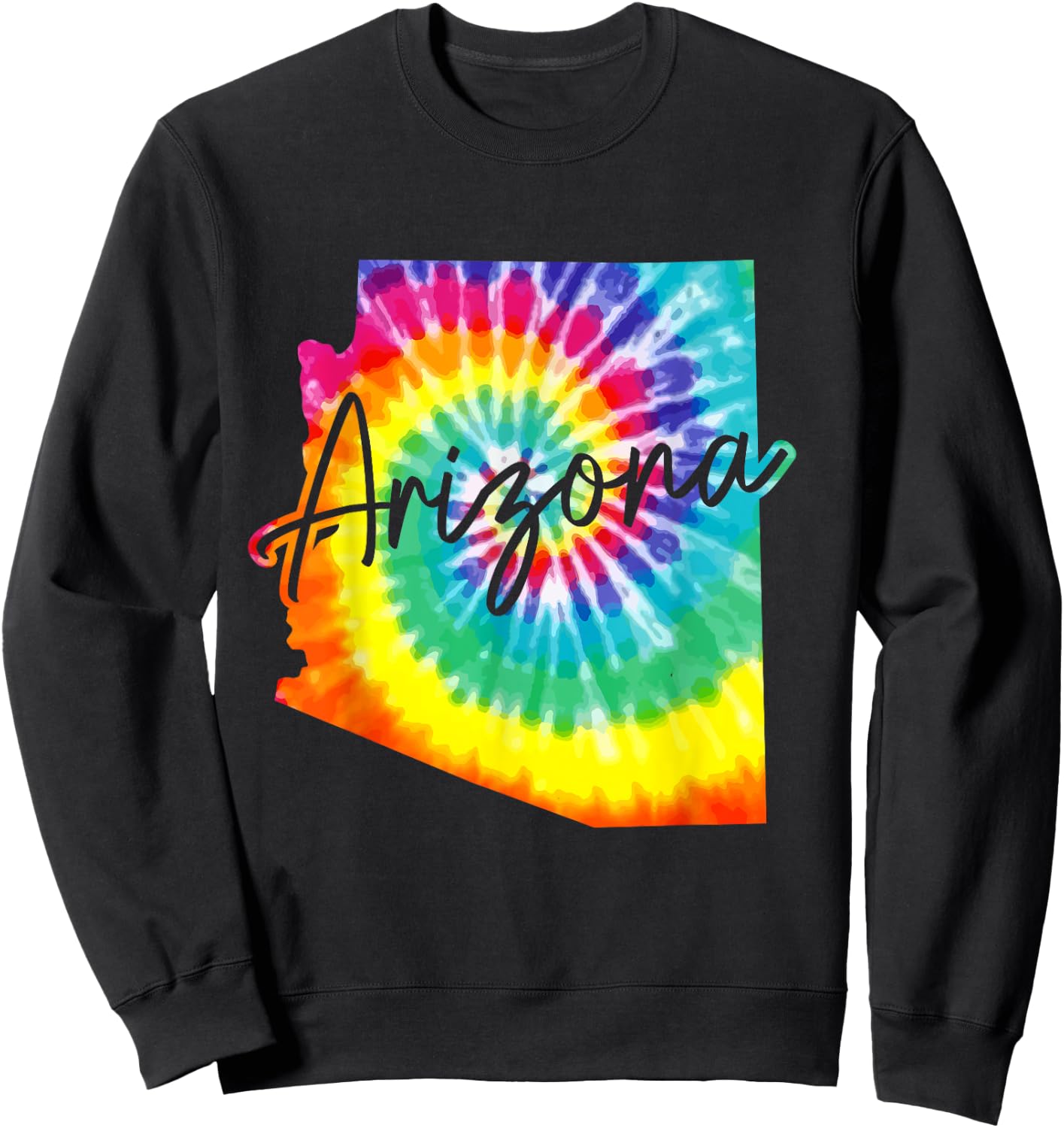 Arizona Tie Dye State Map Pride Hippie Vintage Retro Sweatshirt - Sweatshirt | Black