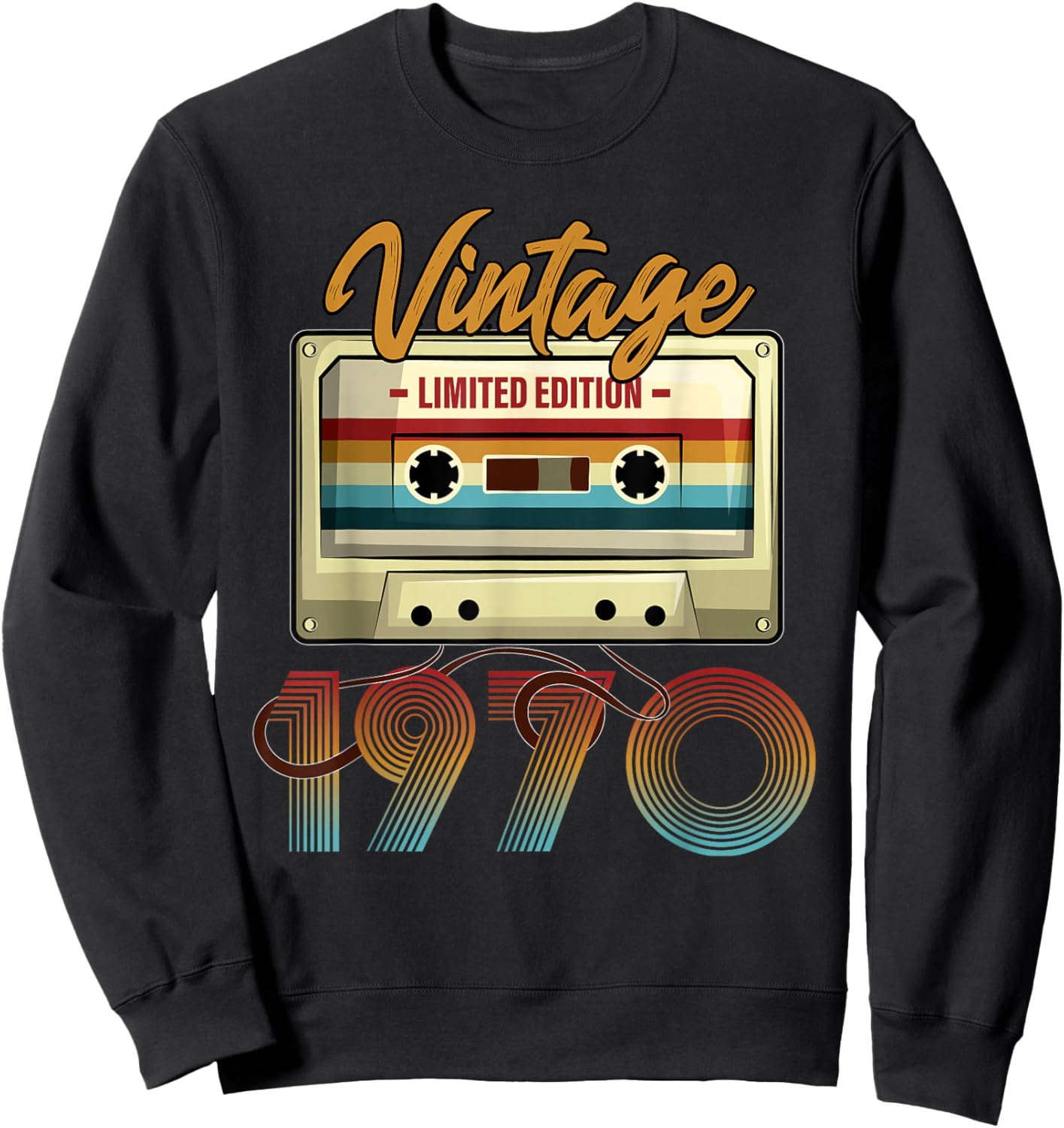 Vintage 1970 55th Birthday Cassette Tape Women B-Day Sweatshirt - Sweatshirt | Black