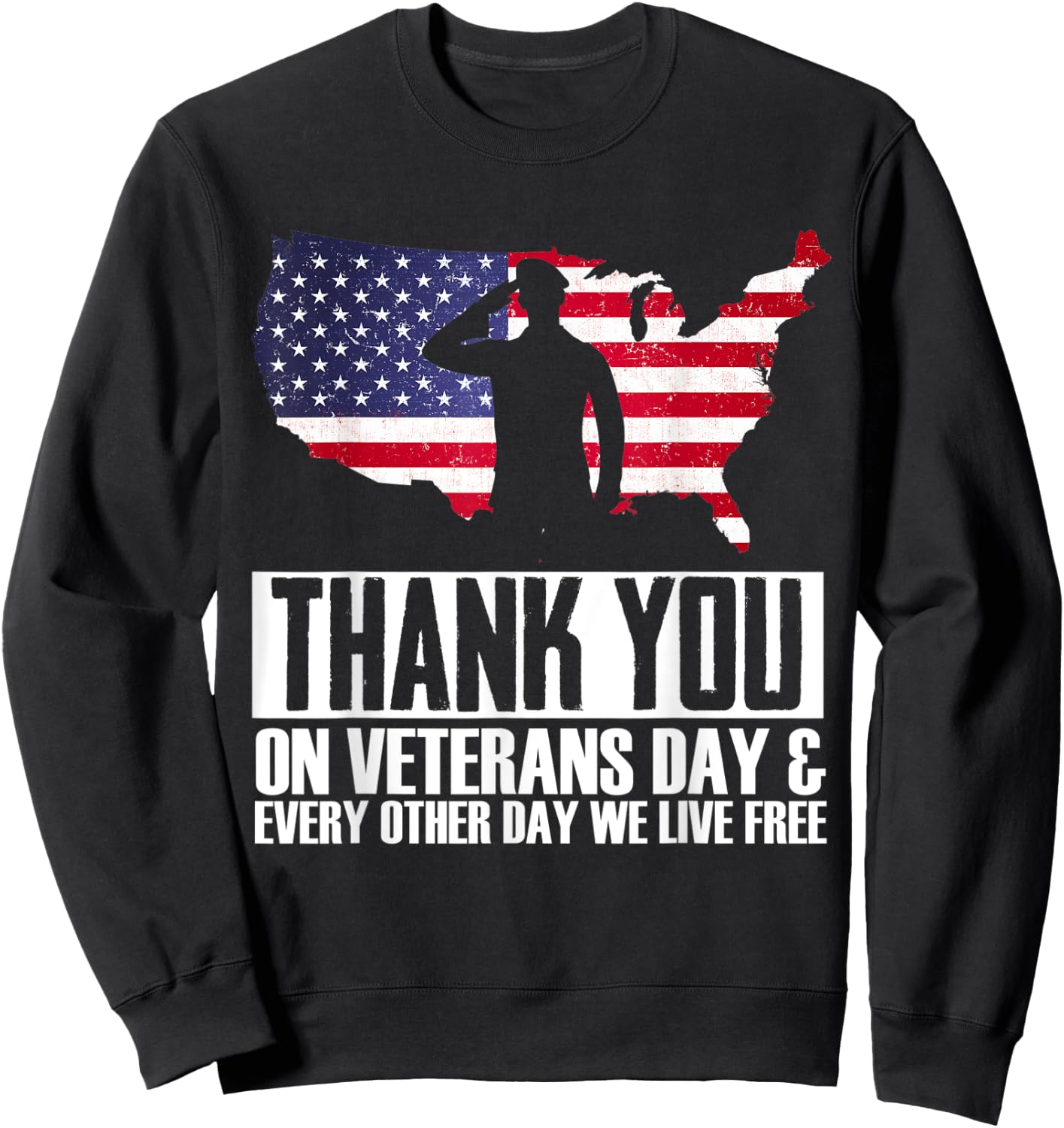 Thank You Every Day We Live Free Patriotic Veterans Day Sweatshirt - Sweatshirt | Black