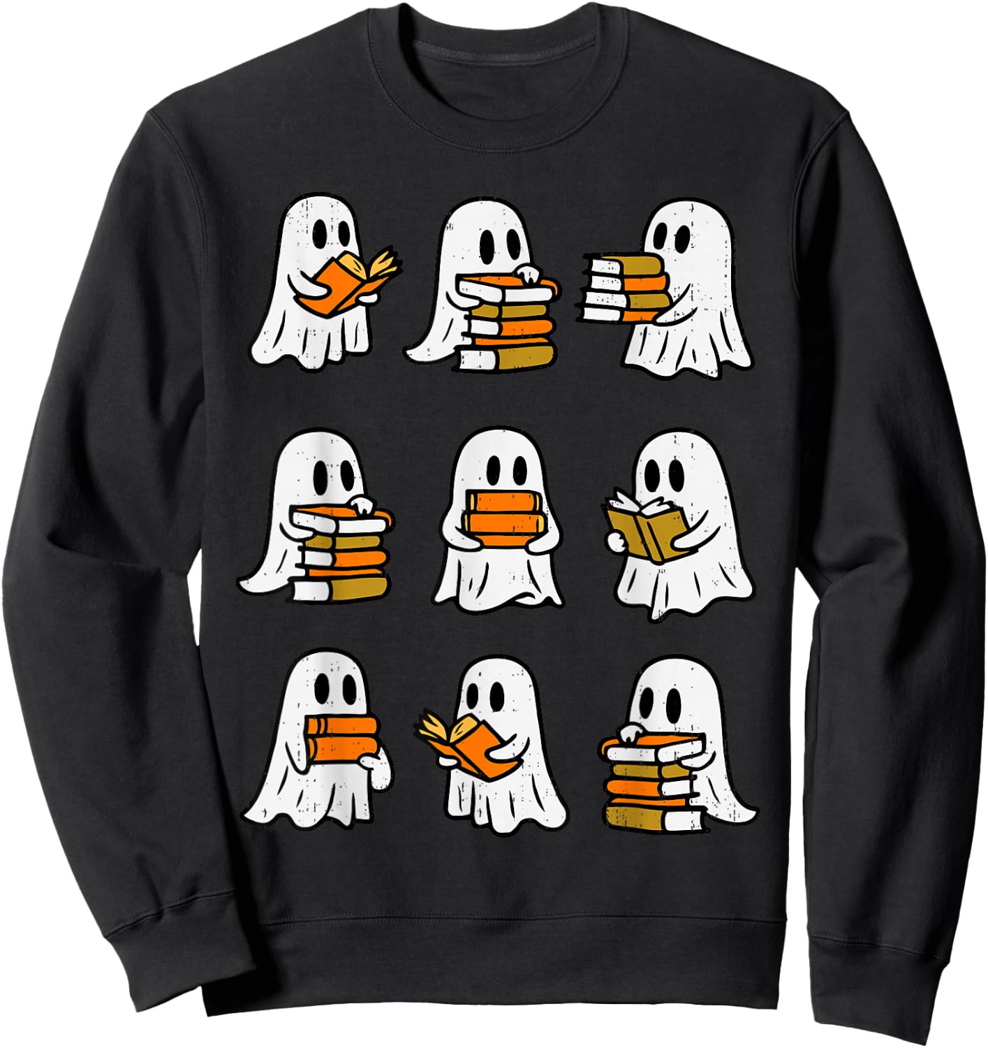 Ghost Reading Book Halloween Librarian Teacher Book Lover Sweatshirt - Sweatshirt | Black