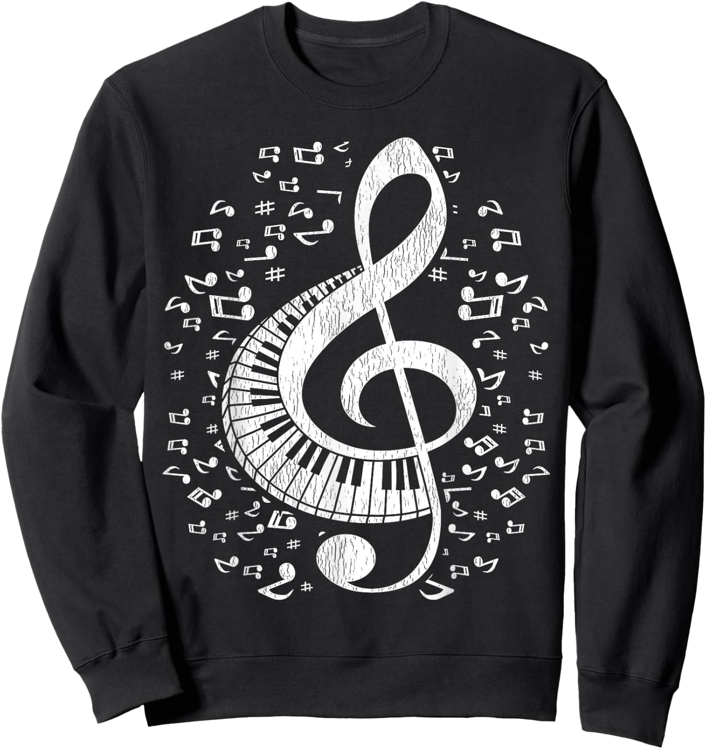 Musician Pianist Music Notes Keyboard Treble Clef Piano Sweatshirt - Sweatshirt | Black