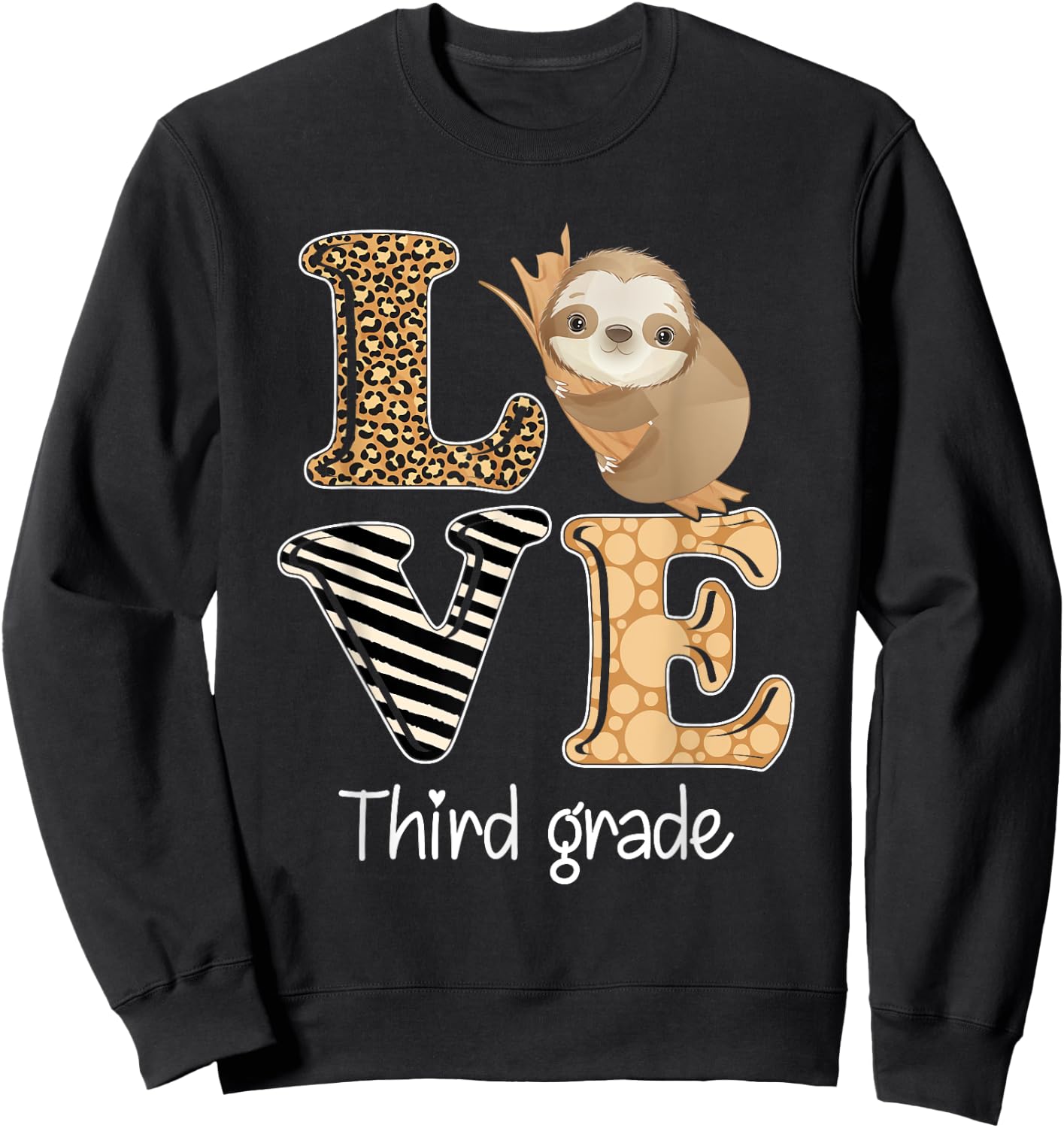 Love Third Grade Sloth 3rd Grade Teacher Back To School Sweatshirt - Sweatshirt | Black