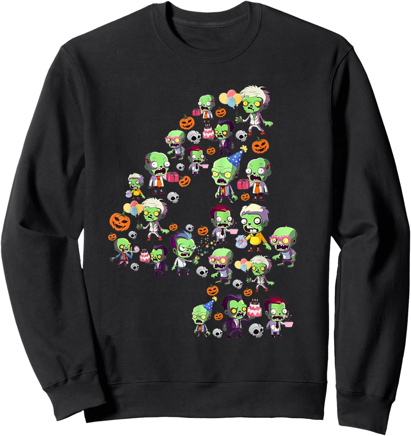 Halloween 4 Years Old Boy It's My 4th Birthday Zombie Lover Sweatshirt - Sweatshirt | Black