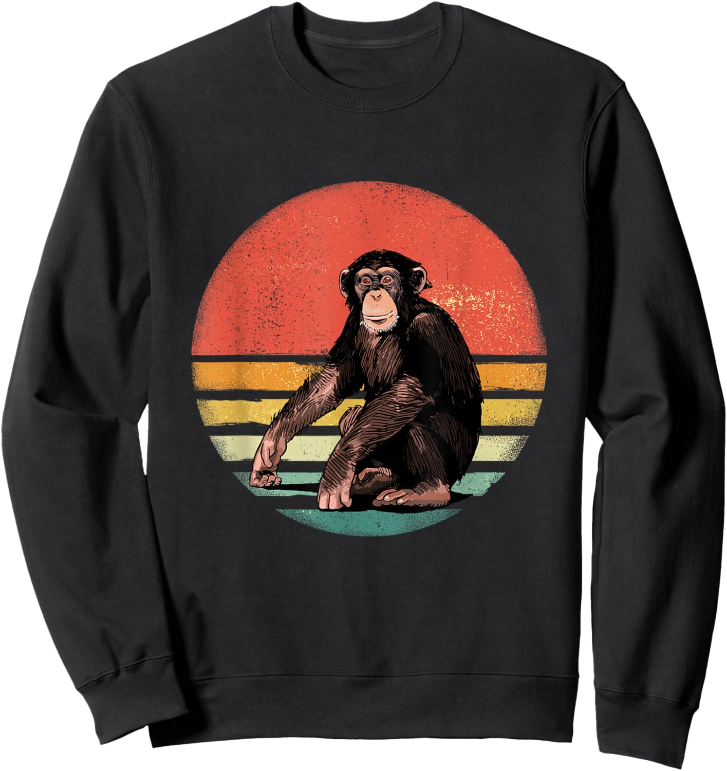 Chimpanzee Monkey Shirt Retro Vintage Chimp Wild Zoo Animal Sweatshirt - Sweatshirt | Black