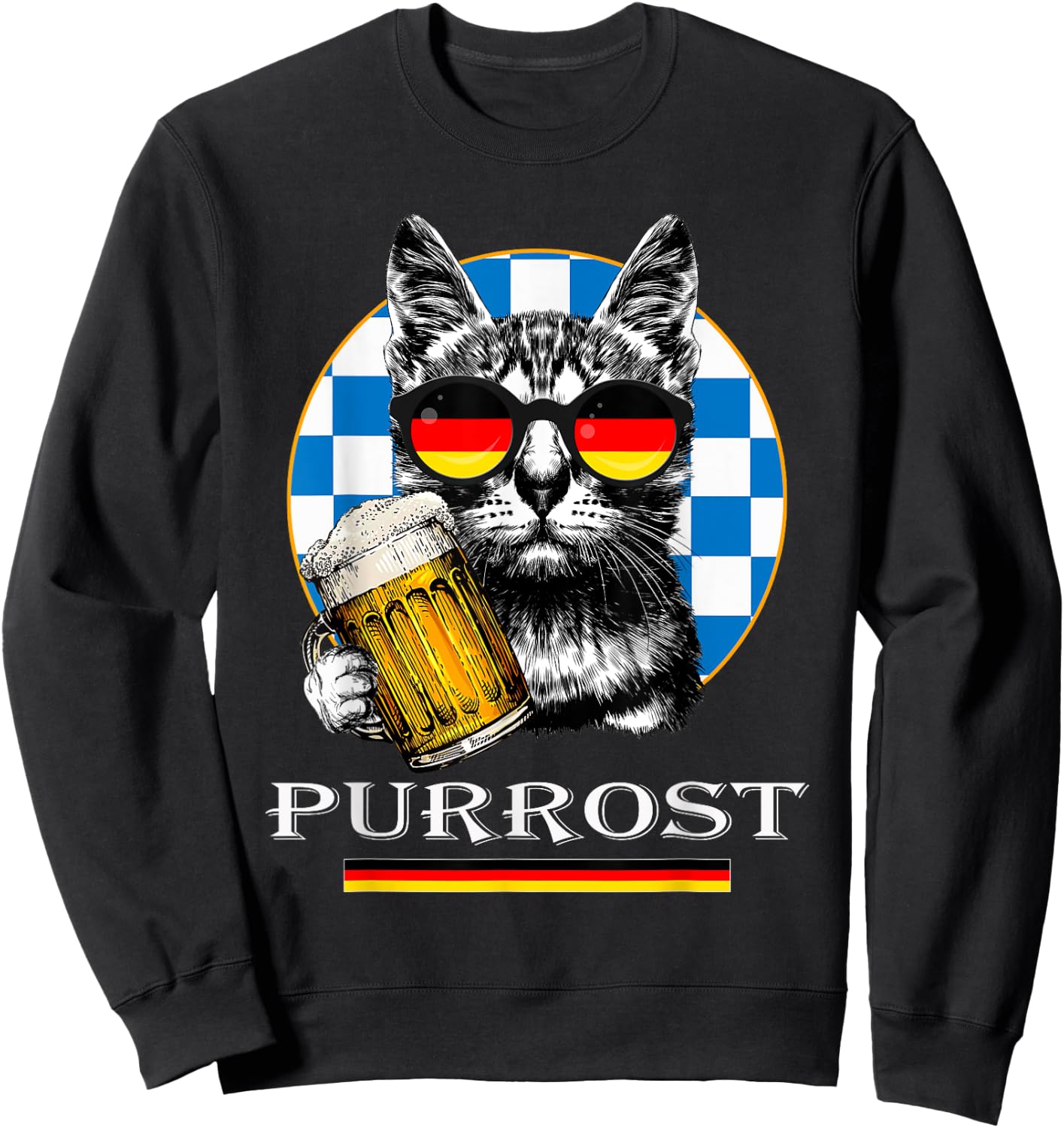 Cat Purrost Oktoberfest Vintage Drinking Kitty Kitten Beer Sweatshirt - Sweatshirt | Black