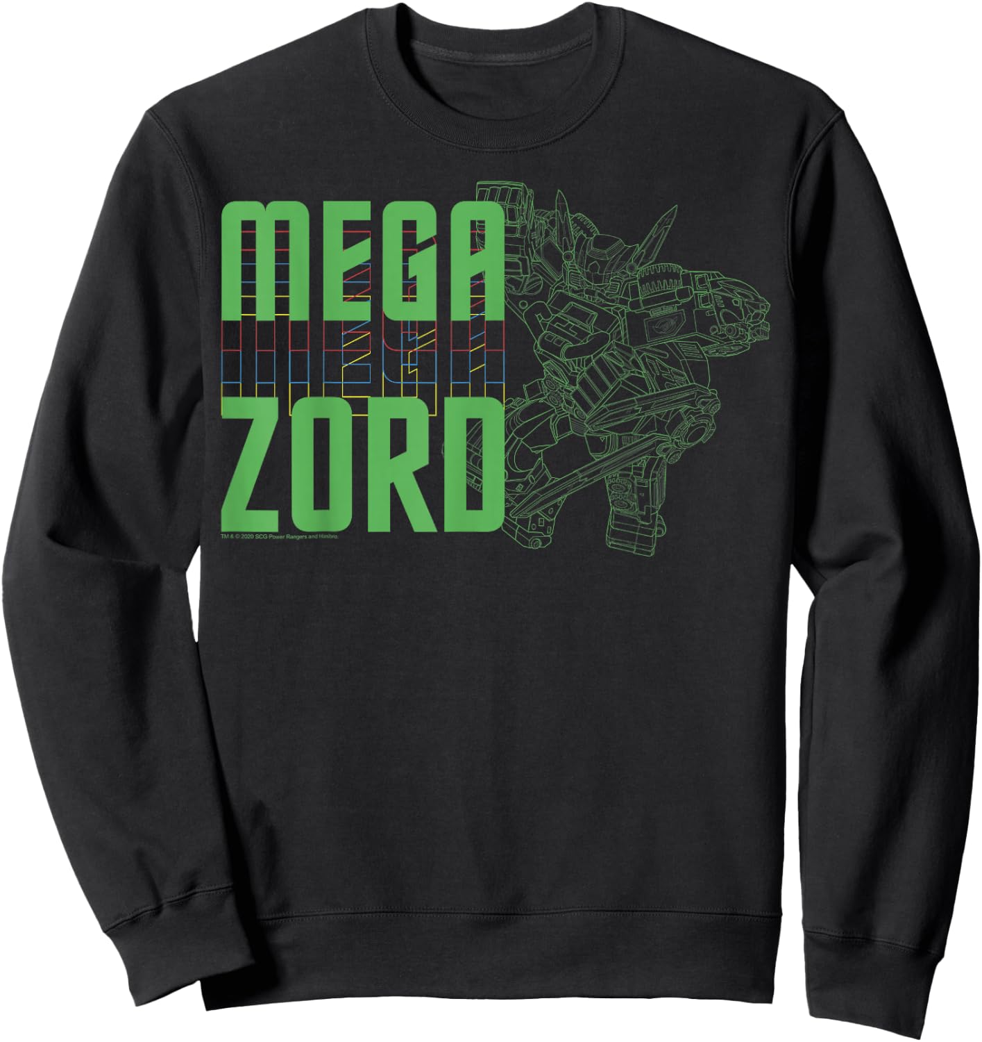Power Rangers Megazord Line Art Stack Sweatshirt - Sweatshirt | Black