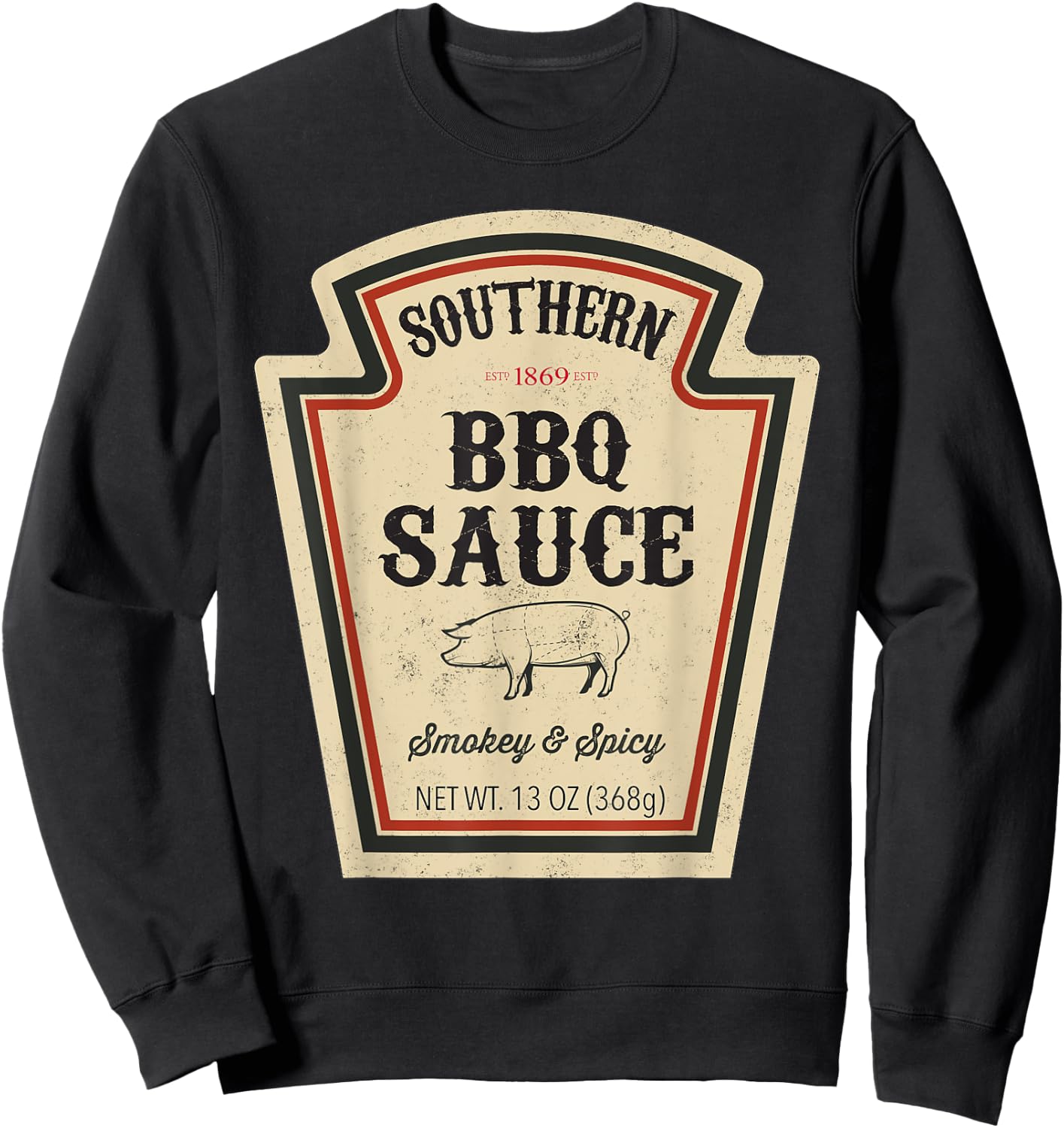 Halloween Matching Costume Southern BBQ Sauce Bottle Label Sweatshirt - Sweatshirt | Black