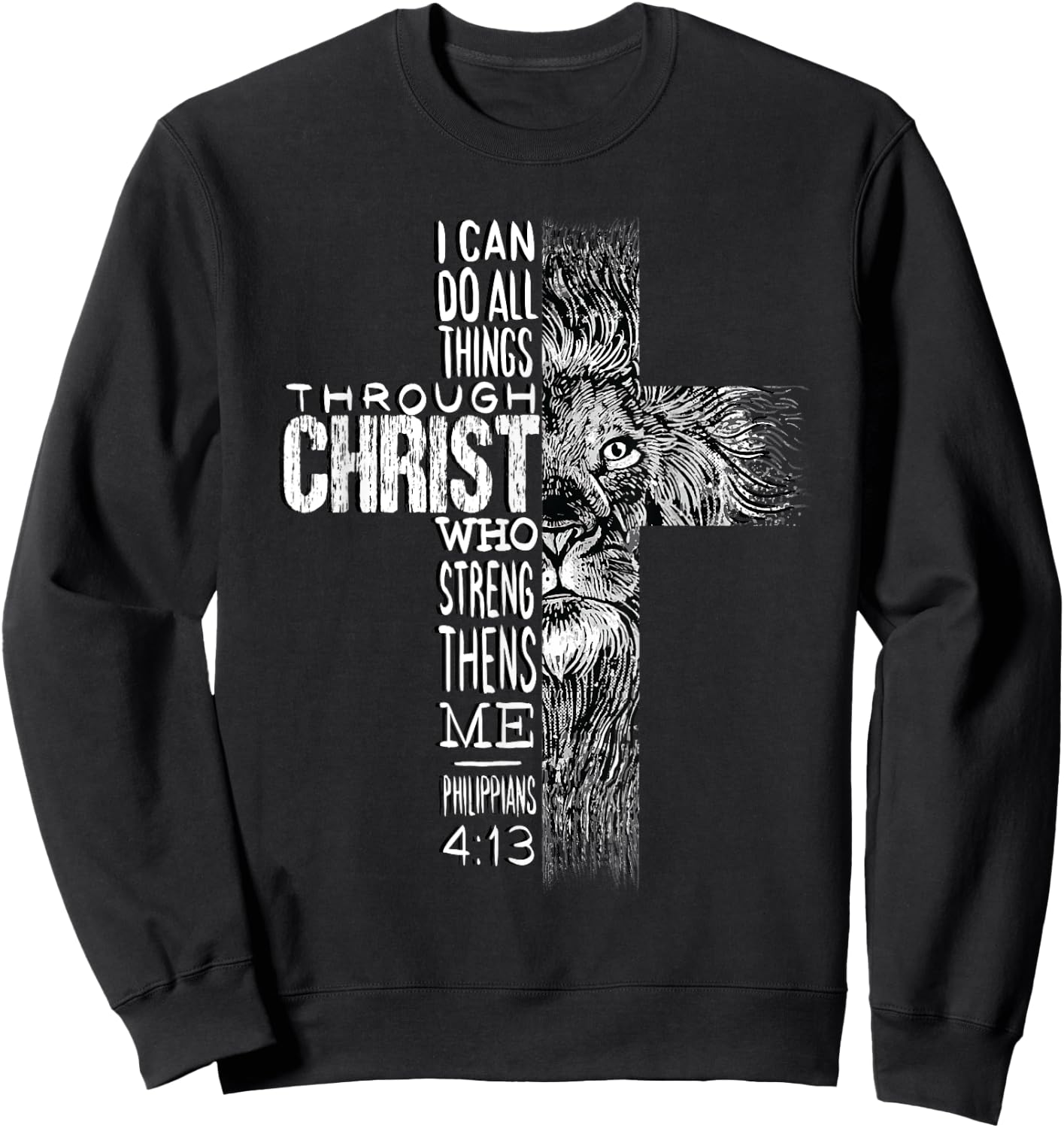 Christian Jesus Lion of Tribe Judah Cross Lion of Judah Sweatshirt - Sweatshirt | Black