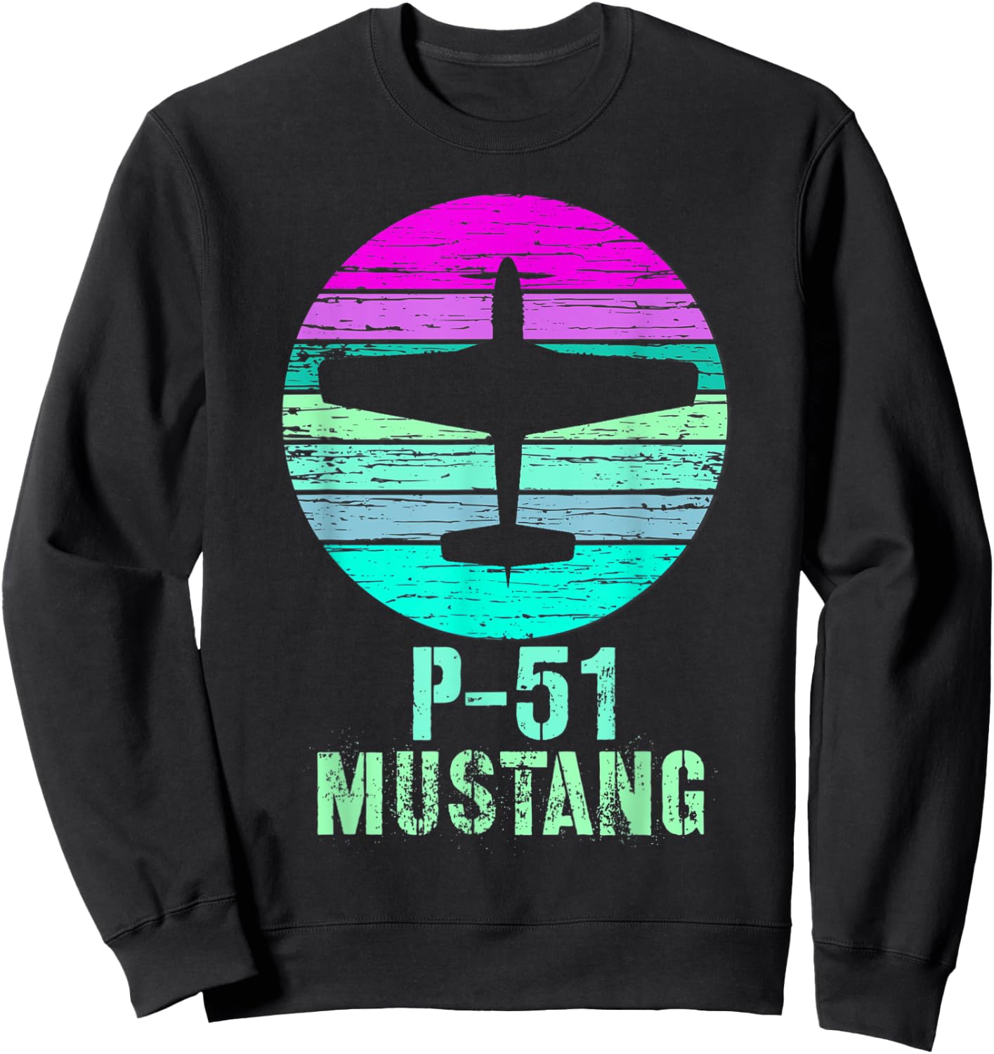 Vintage P-51 Mustang Fighter Plane Military Shirt Sweatshirt - Sweatshirt | Black