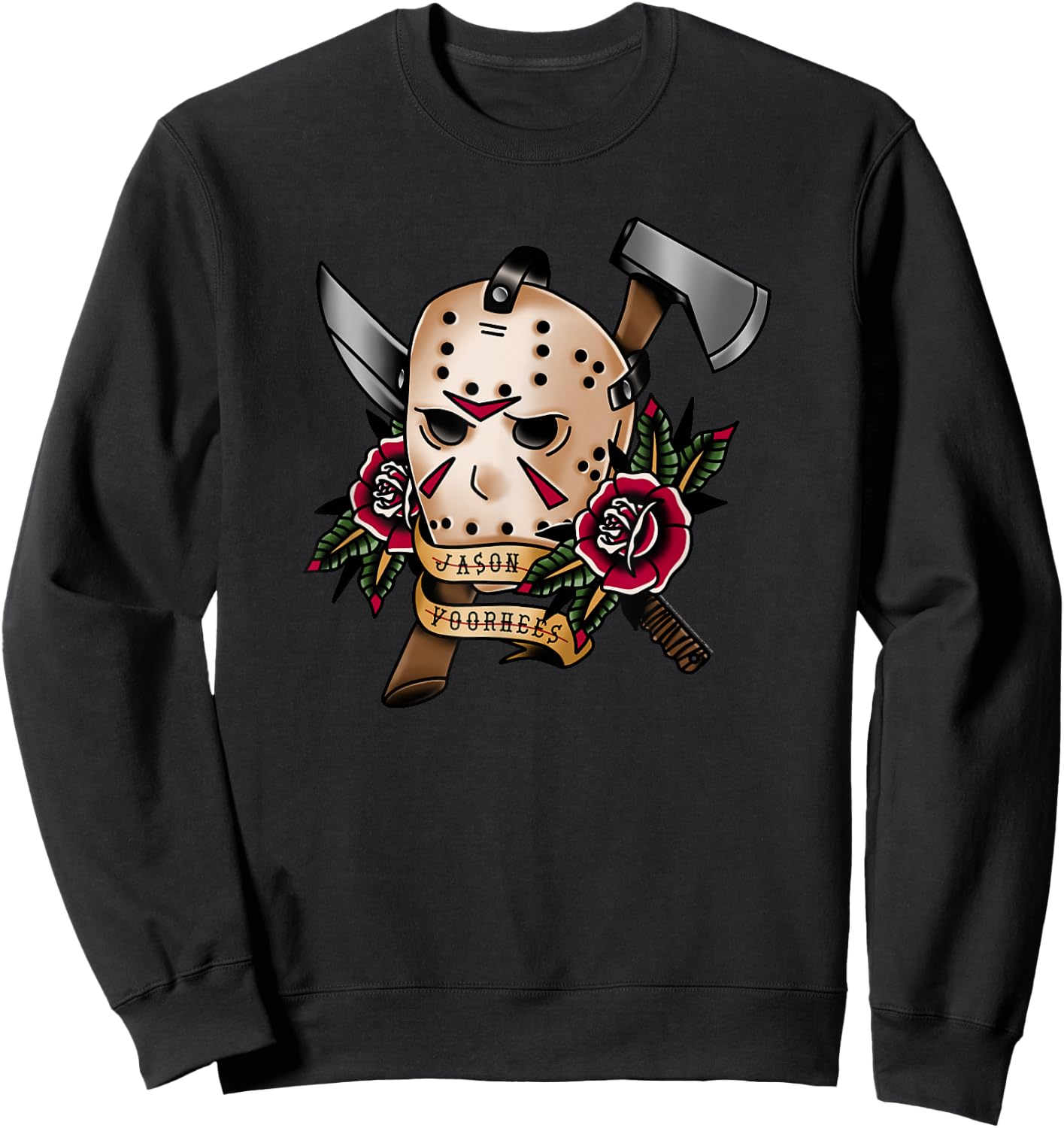 Friday The 13th Jason Classical Art Tattoo Style Sweatshirt - Sweatshirt | Black