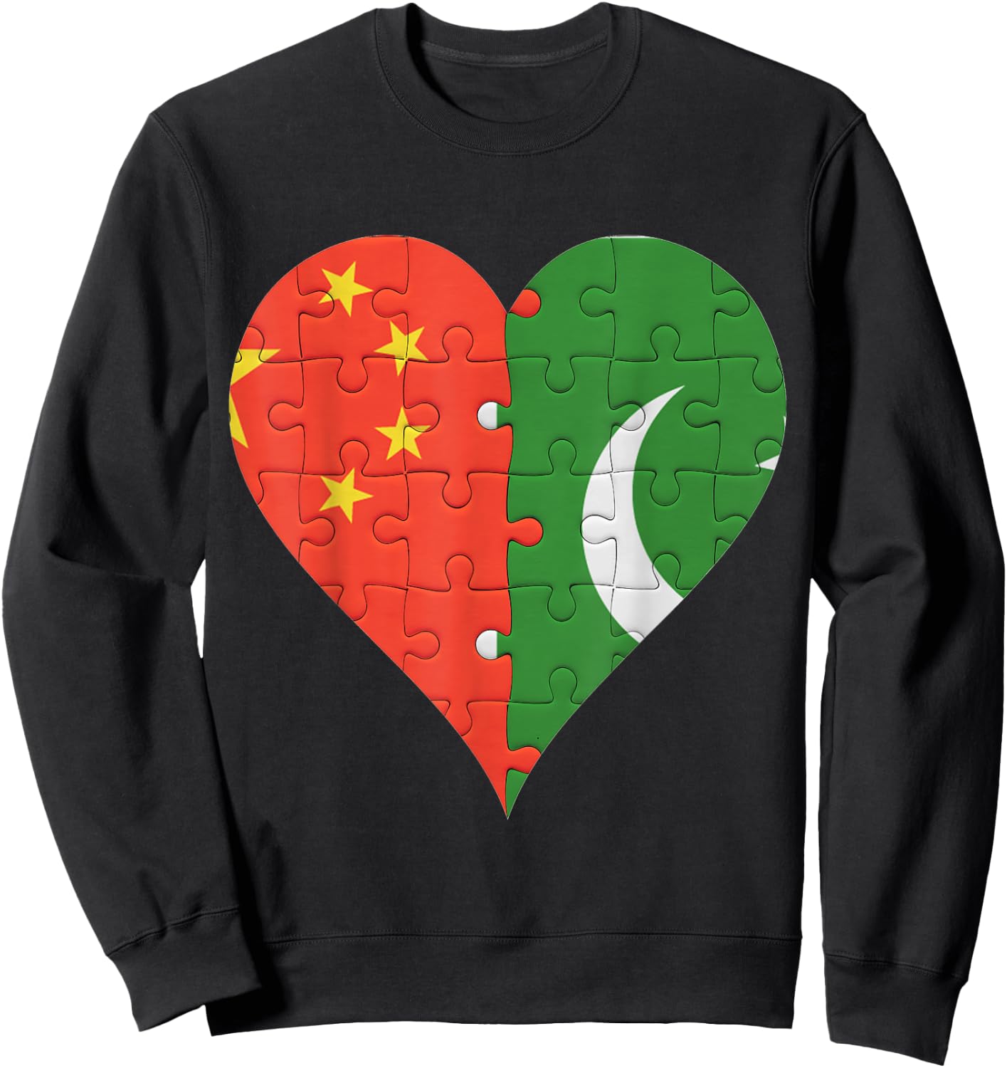 Chinese Pakistani Flag Heart Sweatshirt - Sweatshirt | Black