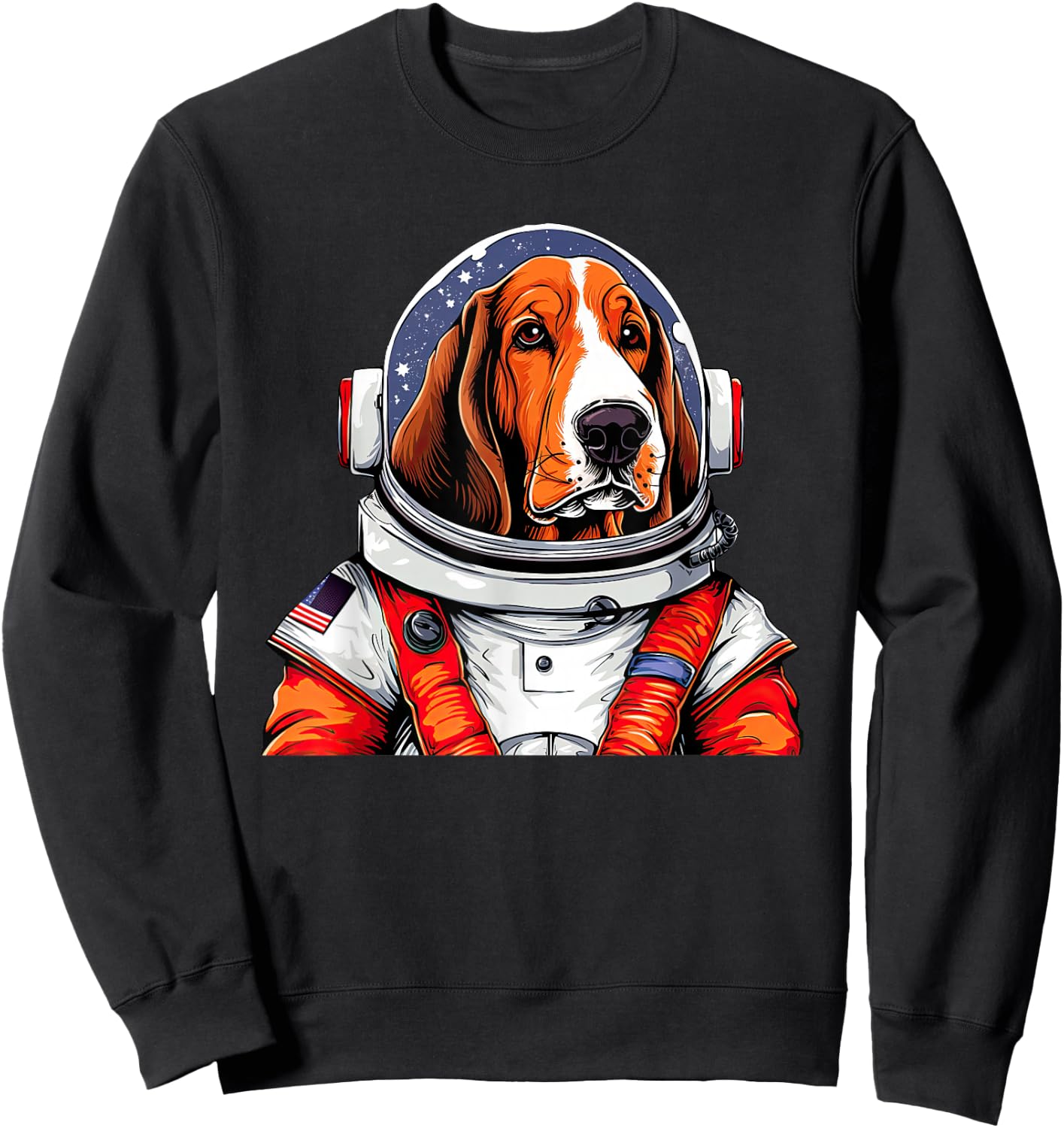Basset Hound Astronaut Funny Dog Space Suit Sweatshirt - Sweatshirt | Black