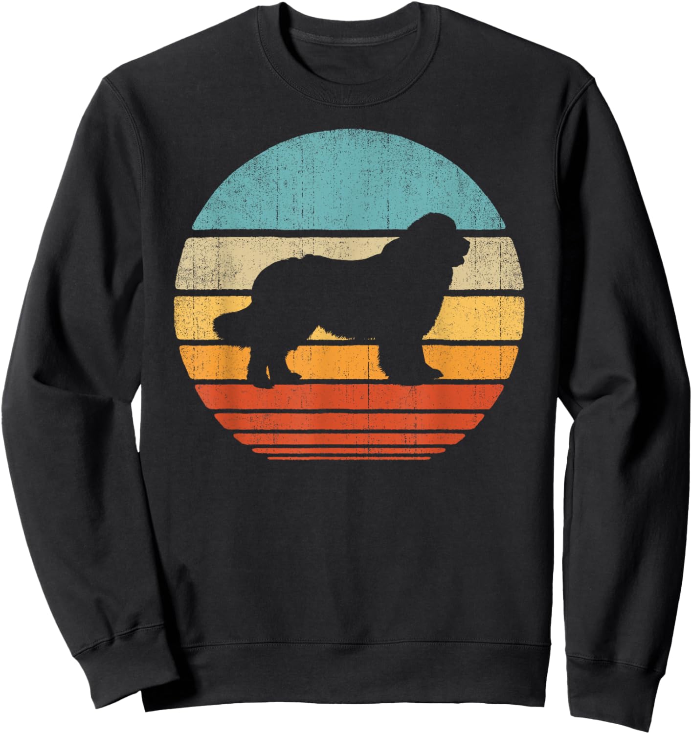Newfoundland Newfie Retro Vintage 60s 70s Sunset Dog Lovers Men Women Girls Kids Sweatshirt - Sweatshirt | Black