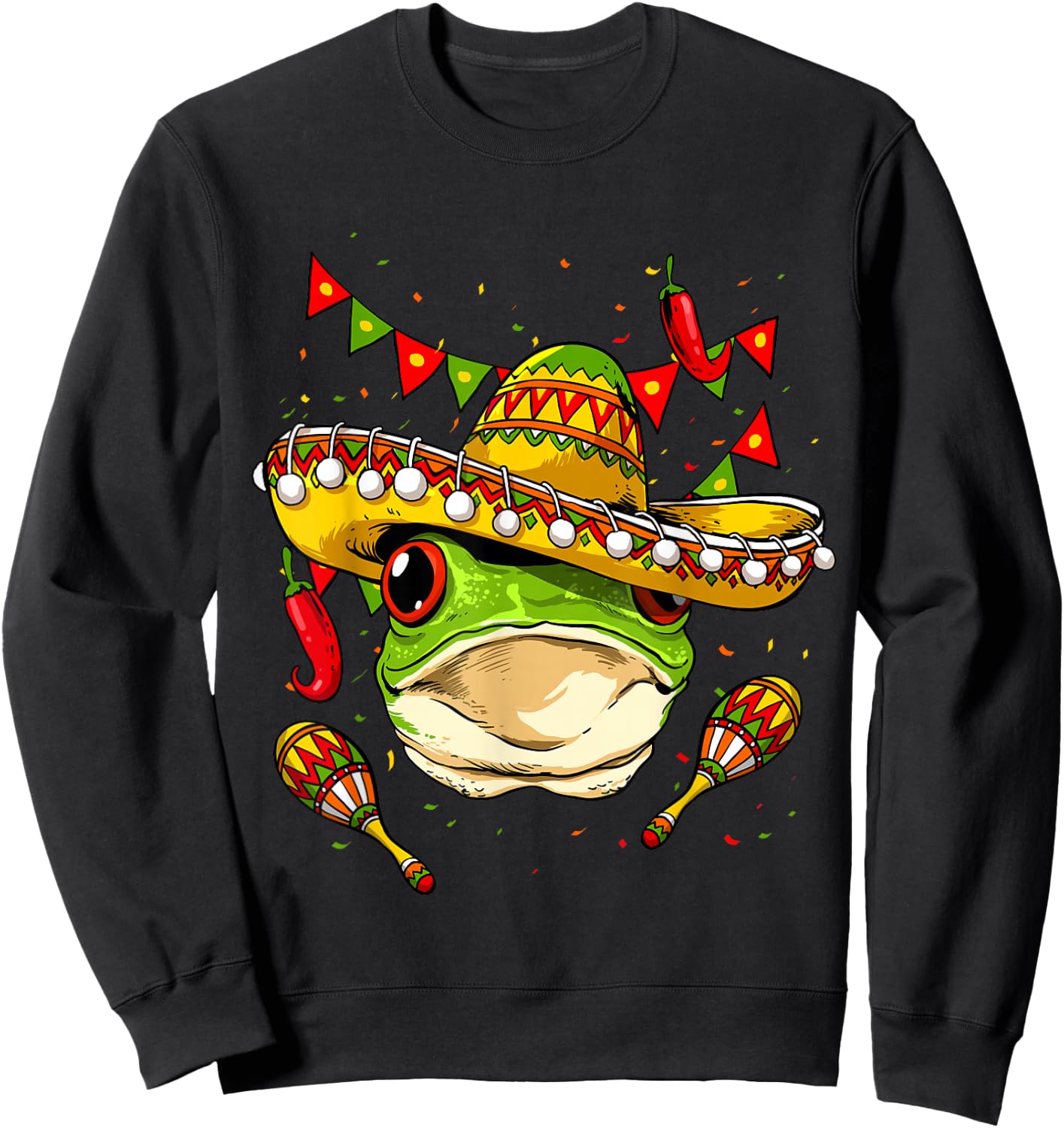 Funny Frog Cinco De Mayo Shirt Mexican Fiesta Party Poncho Sweatshirt - Sweatshirt | Black