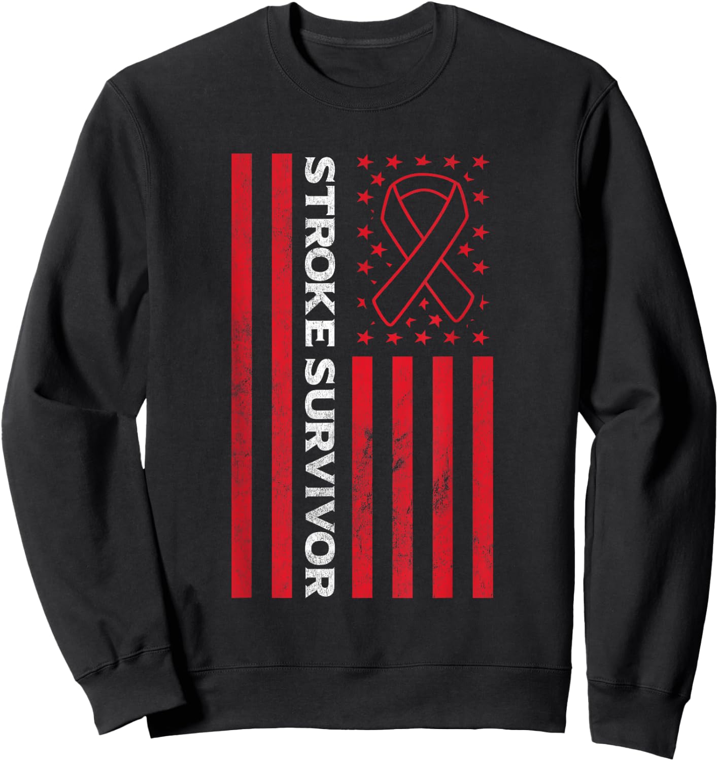 Flag Stroke Awareness Stroke Survivor Sweatshirt - Sweatshirt | Black