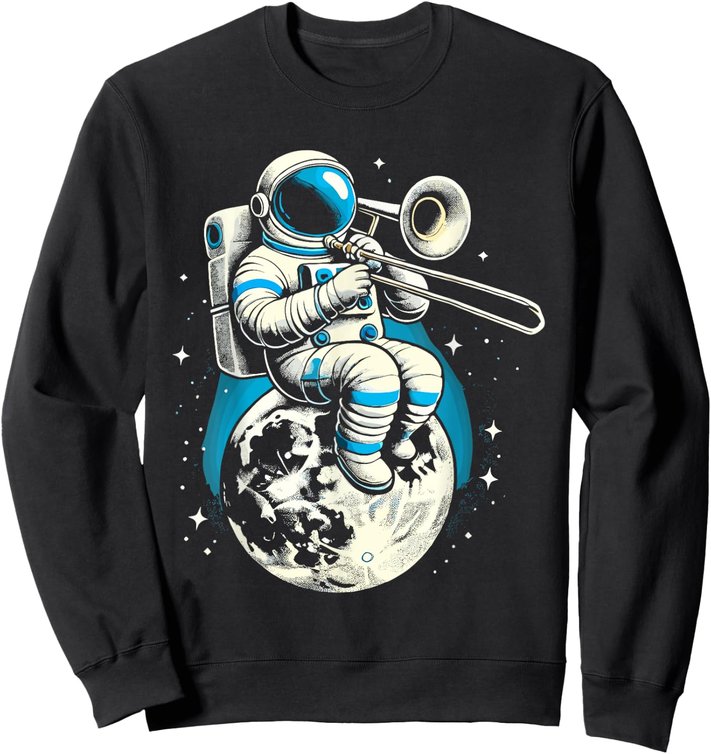 Astronaut Playing Trombone Sweatshirt - Sweatshirt | Black