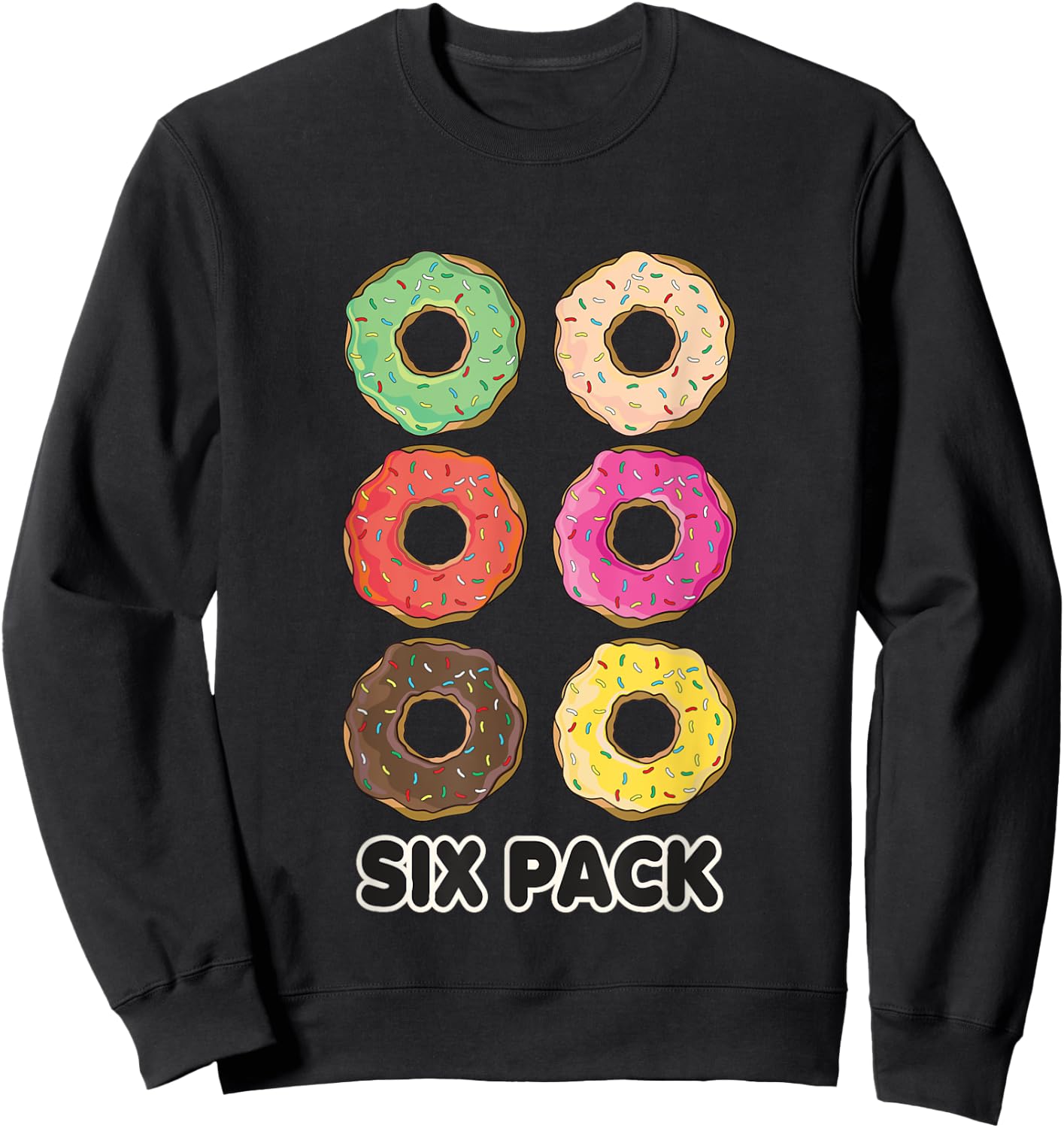 Funny Donut Six Pack Workout Sweatshirt - Sweatshirt | Black