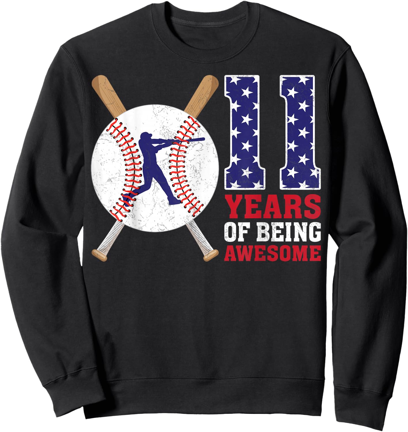 11 Years Old Baseball Player 11th Birthday Party Girls Boys Sweatshirt - Sweatshirt | Black