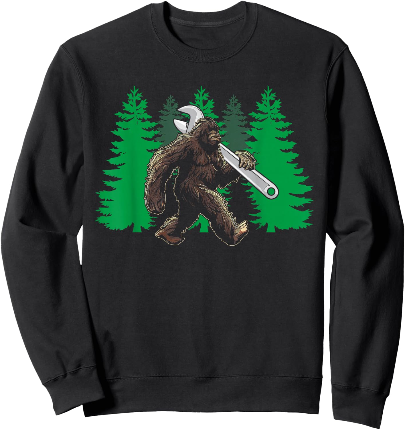 Bigfoot mechanic funny sasquatch wrench mechanic Sweatshirt - Sweatshirt | Black