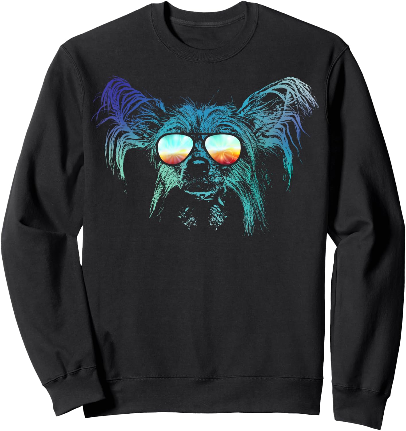 Neon Dog Chinese Crested Women Girls Kids Sweatshirt - Sweatshirt | Black