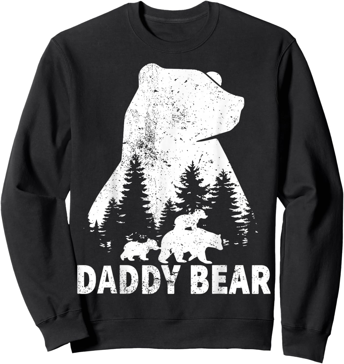 Daddy Bear 2 Cubs Father Day Funny Daddy Bear Twin Dad 2 Kid Sweatshirt - Sweatshirt | Black