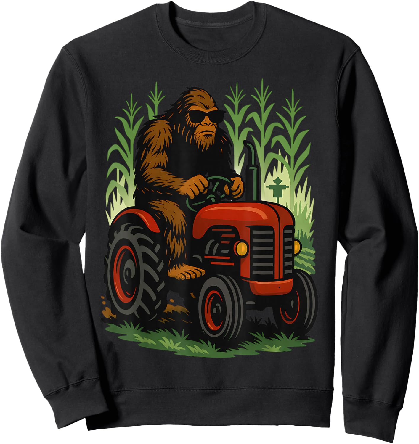 Funny Bigfoot Farmer Tractor Farming Farm Men Boys Sweatshirt - Sweatshirt | Black