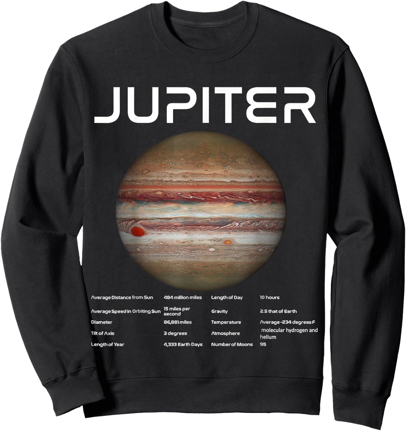 Nerdy Jupiter Astronomy Science Planets Solar System Facts W Sweatshirt - Sweatshirt | Black