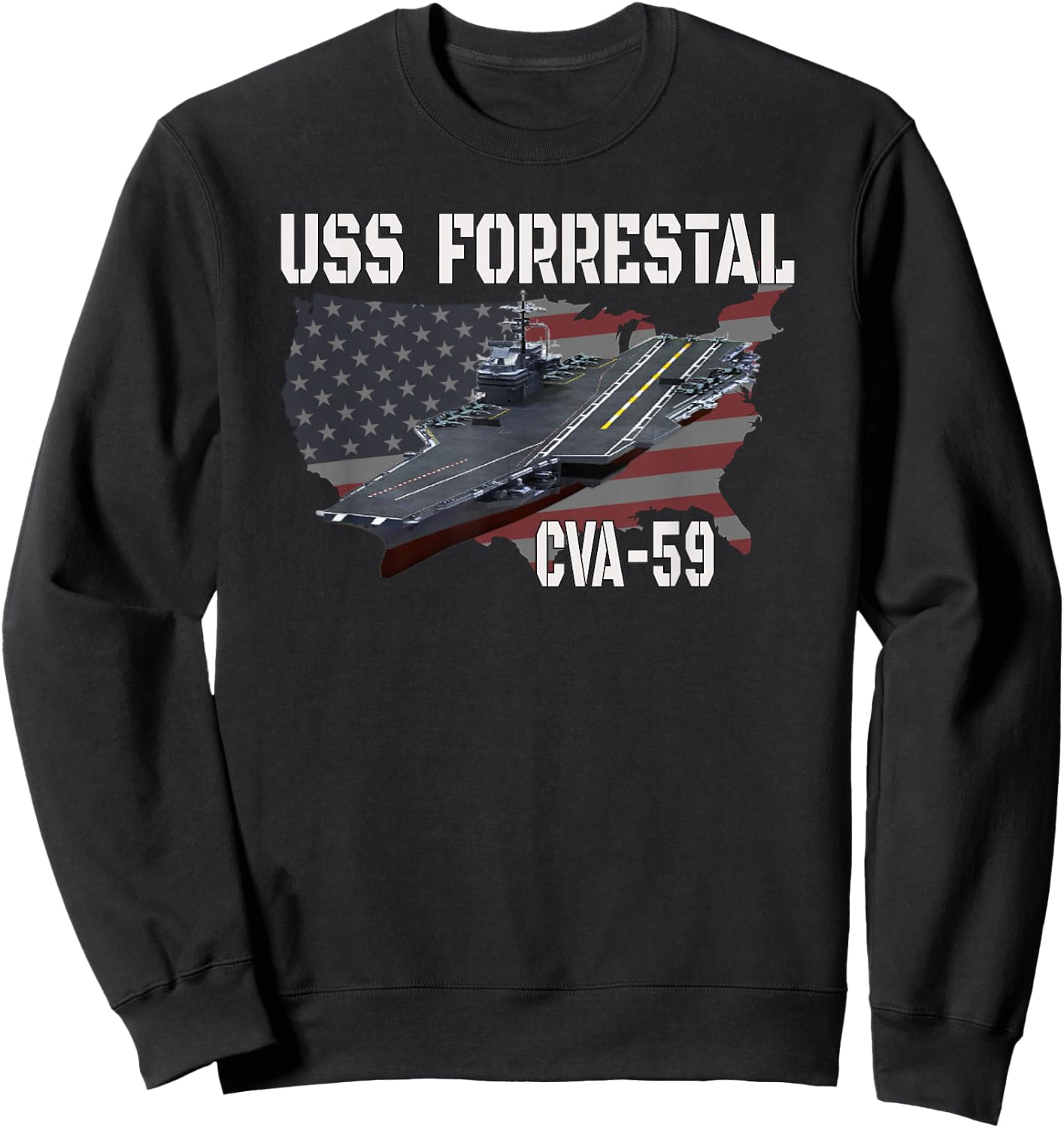 Veteran Aircraft Carrier Ideas for Father Son Boy USS Forrestal CVA-59 Aircraft Carrier Veterans Day Sweatshirt - Sweatshirt | Black