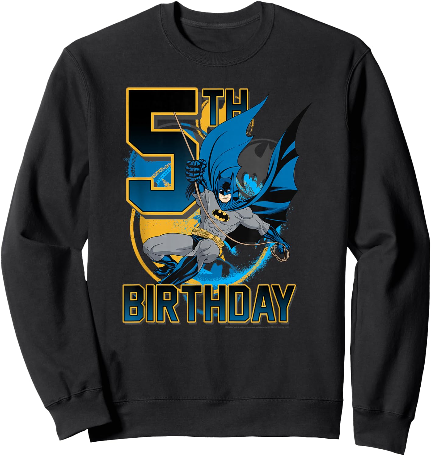 DC Comics Batman 5th Birthday Bat Swing Action Poster Sweatshirt - Sweatshirt | Black