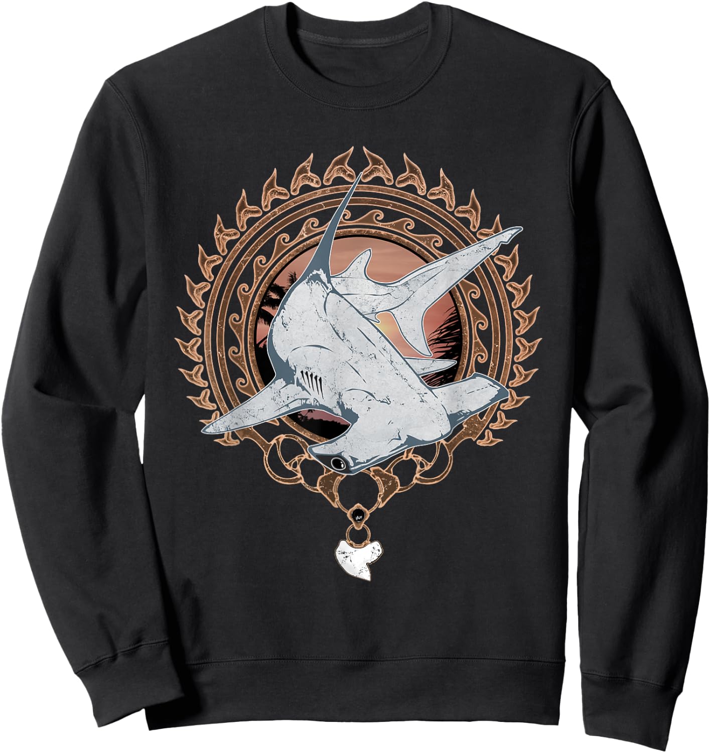 Hammerhead Shark Polynesian Tribal Sweatshirt - Sweatshirt | Black