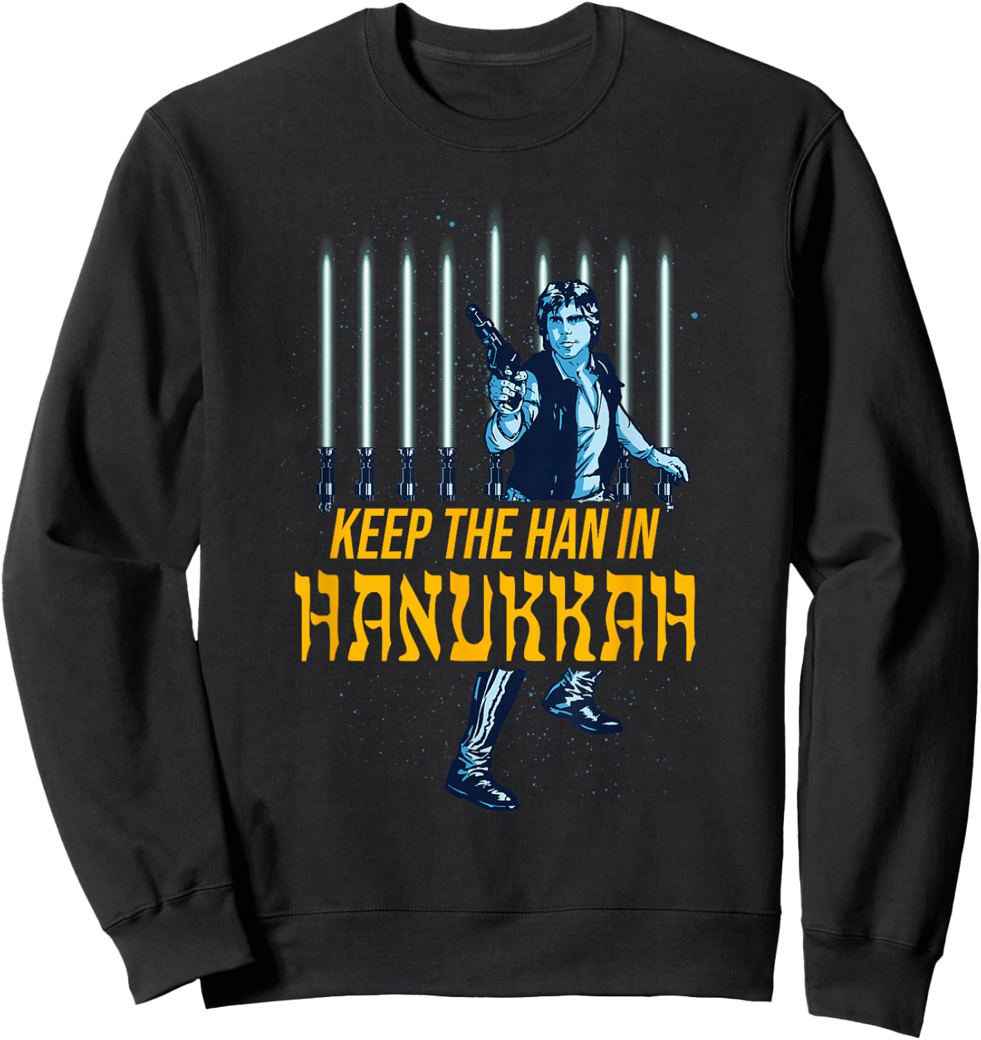 Star Wars Han Solo Hanukkah Lightsaber Menorah Sweatshirt - Sweatshirt | Black